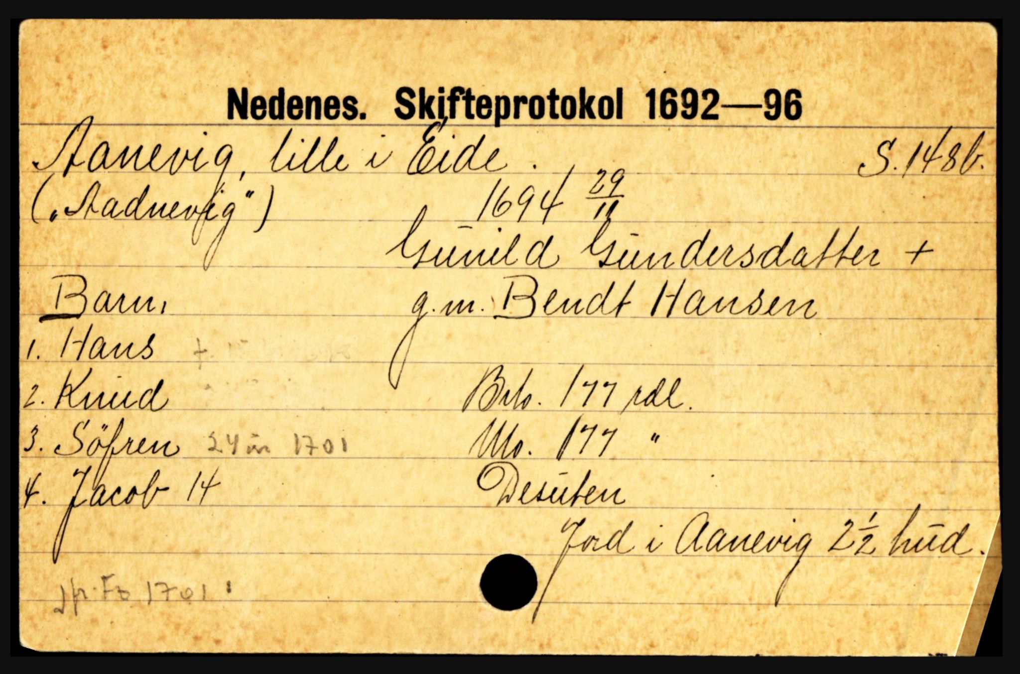 Nedenes sorenskriveri før 1824, AV/SAK-1221-0007/H, s. 445