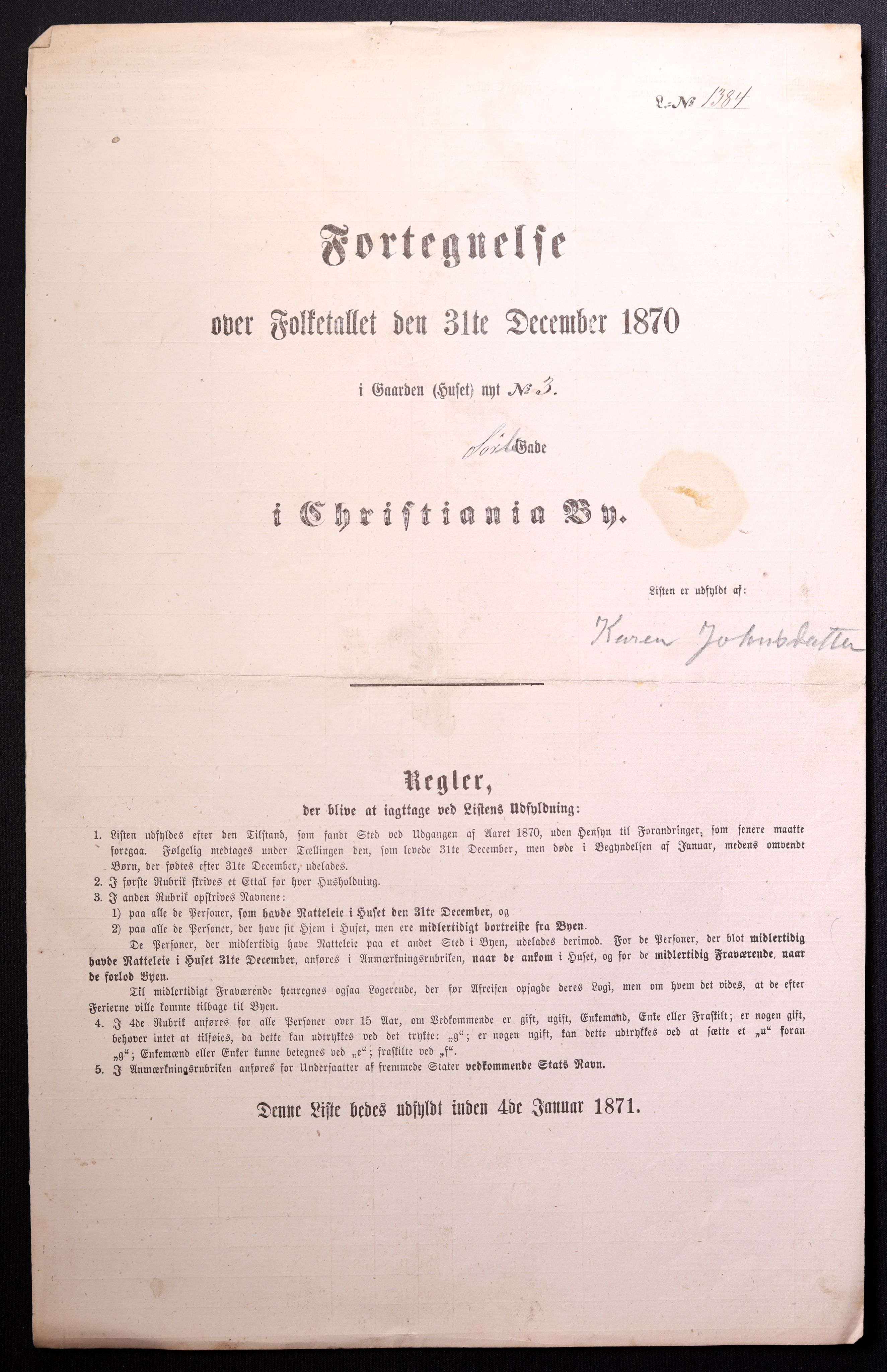 RA, Folketelling 1870 for 0301 Kristiania kjøpstad, 1870, s. 4121