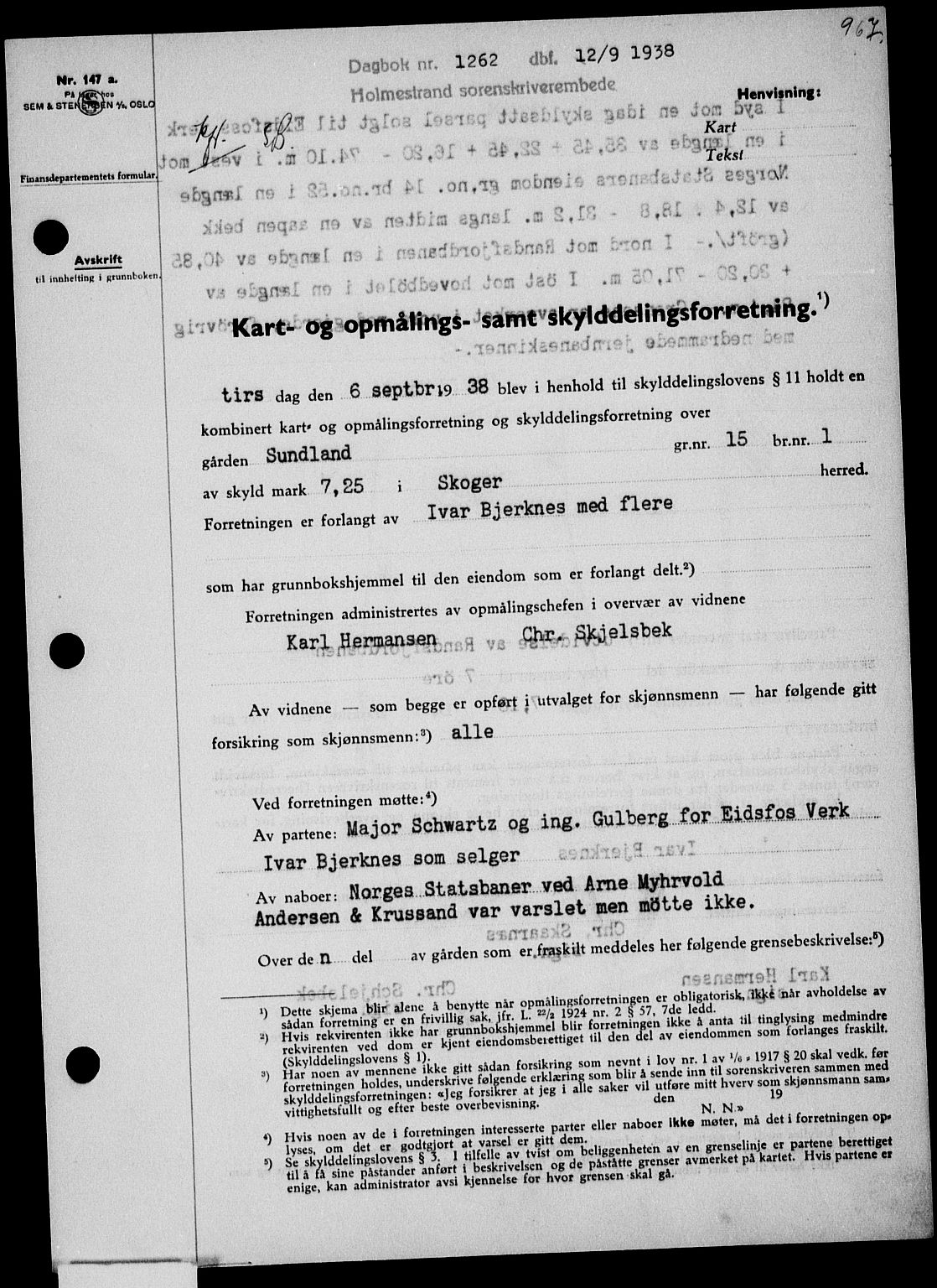 Holmestrand sorenskriveri, SAKO/A-67/G/Ga/Gaa/L0049: Pantebok nr. A-49, 1937-1938, Dagboknr: 1262/1938