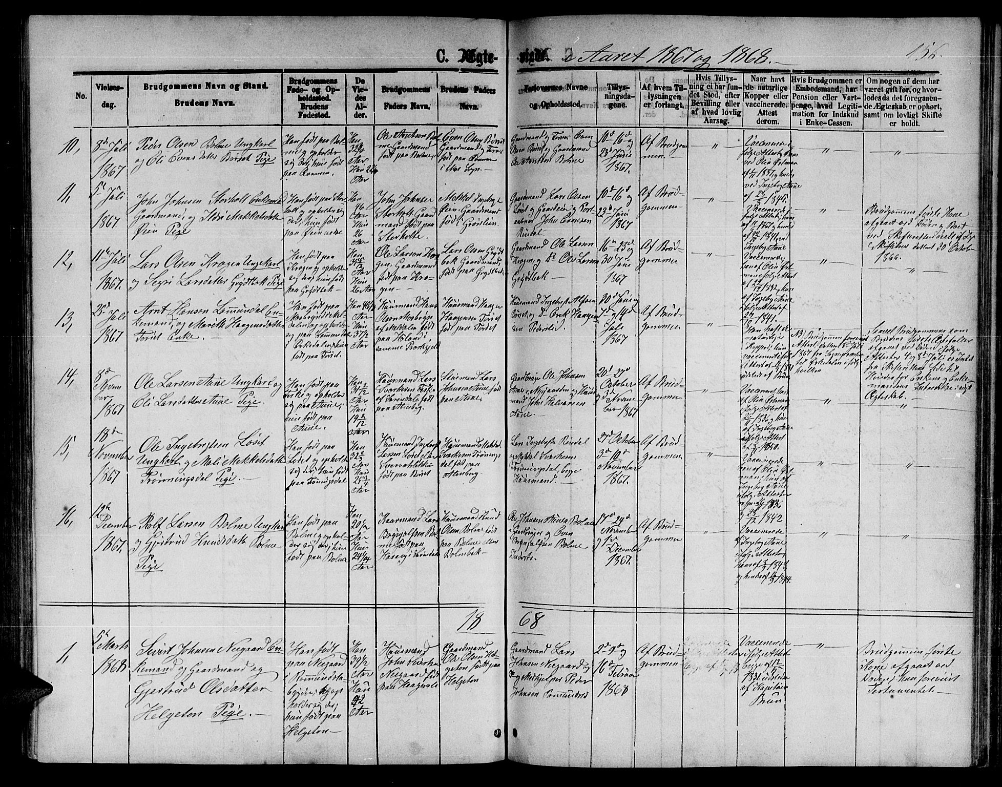 Ministerialprotokoller, klokkerbøker og fødselsregistre - Møre og Romsdal, AV/SAT-A-1454/598/L1076: Klokkerbok nr. 598C01, 1867-1878, s. 156