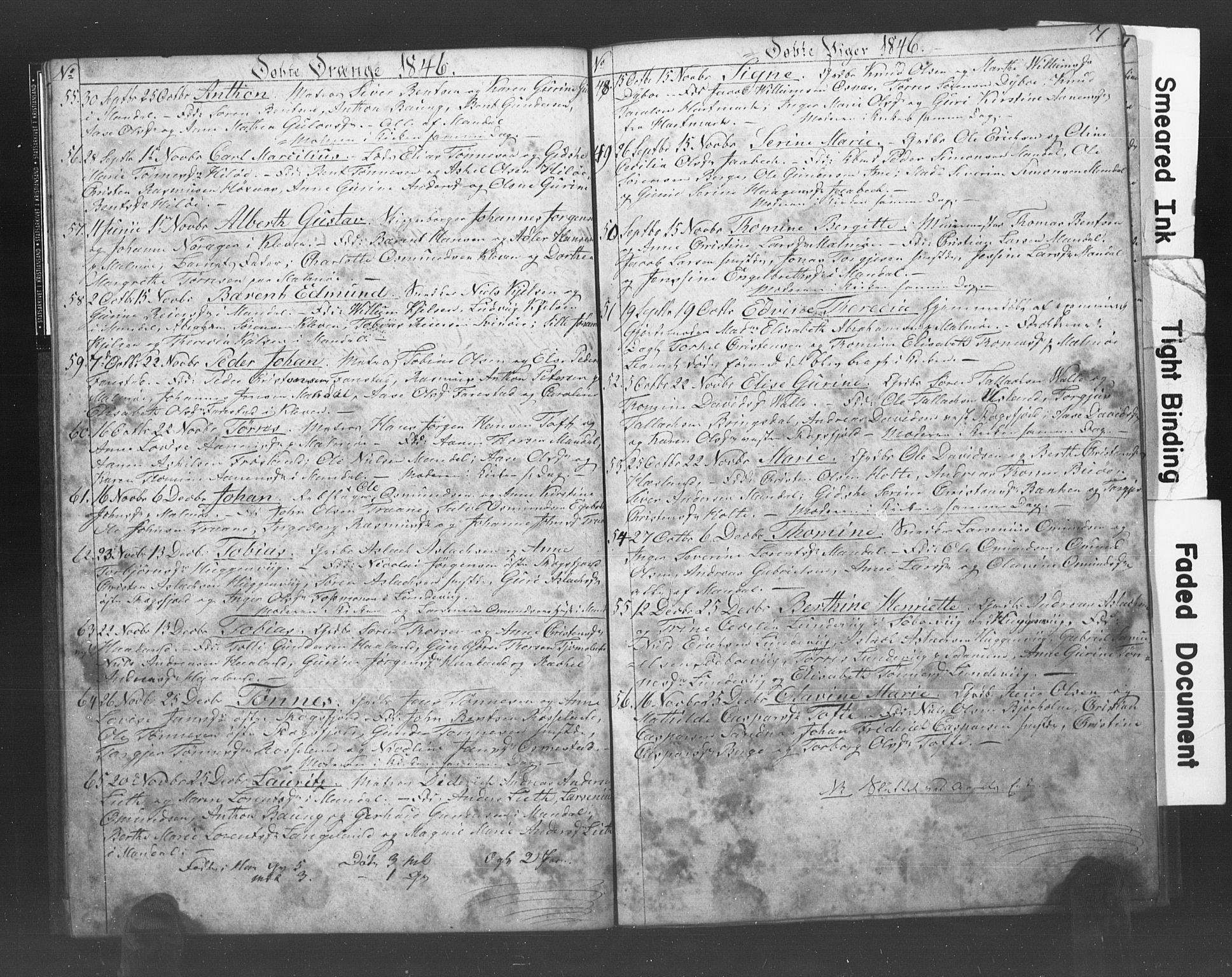 Mandal sokneprestkontor, AV/SAK-1111-0030/F/Fb/Fba/L0006: Klokkerbok nr. B 1F, 1846-1849, s. 7