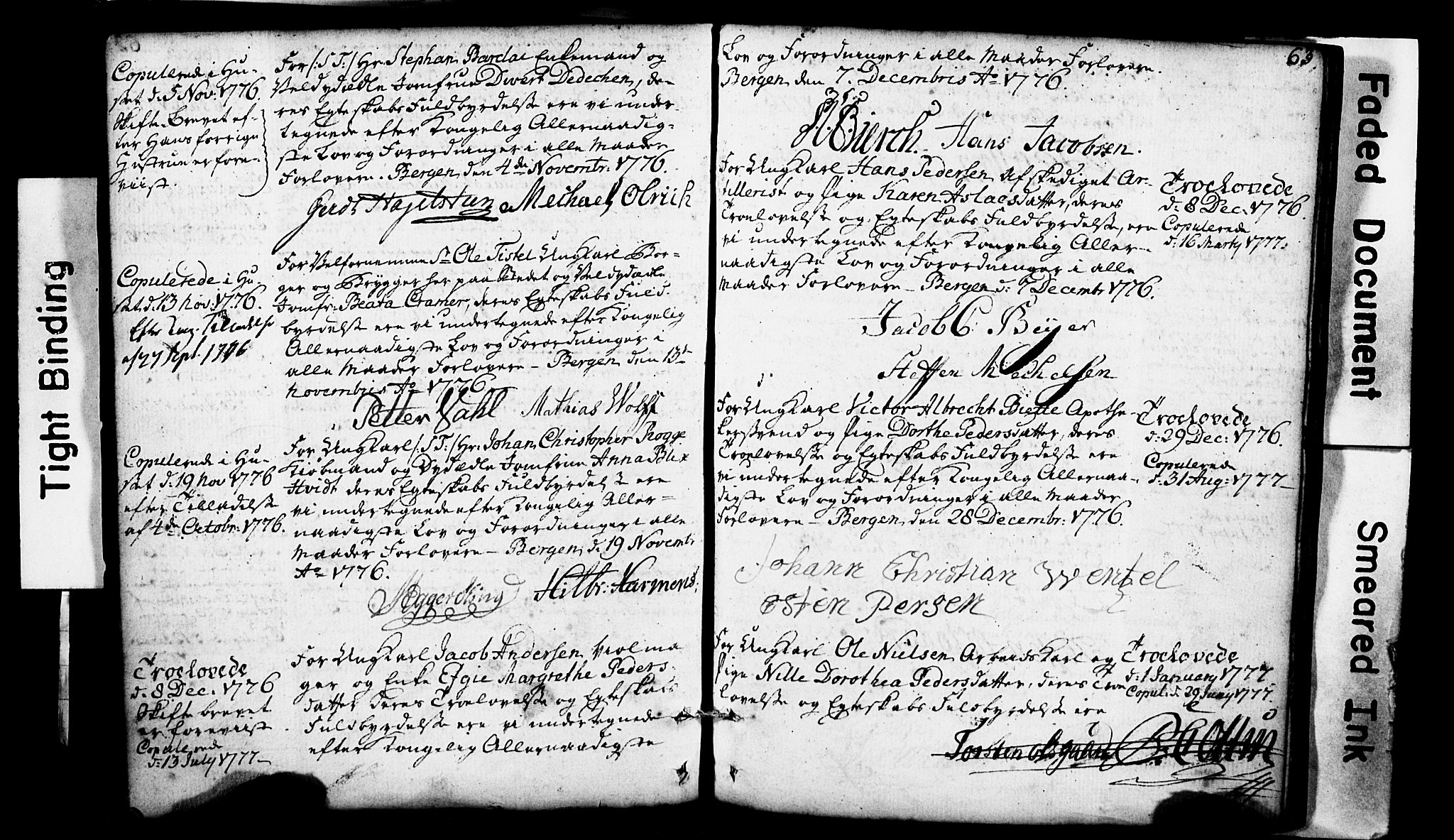 Domkirken sokneprestembete, SAB/A-74801: Forlovererklæringer nr. II.5.1, 1767-1792, s. 63
