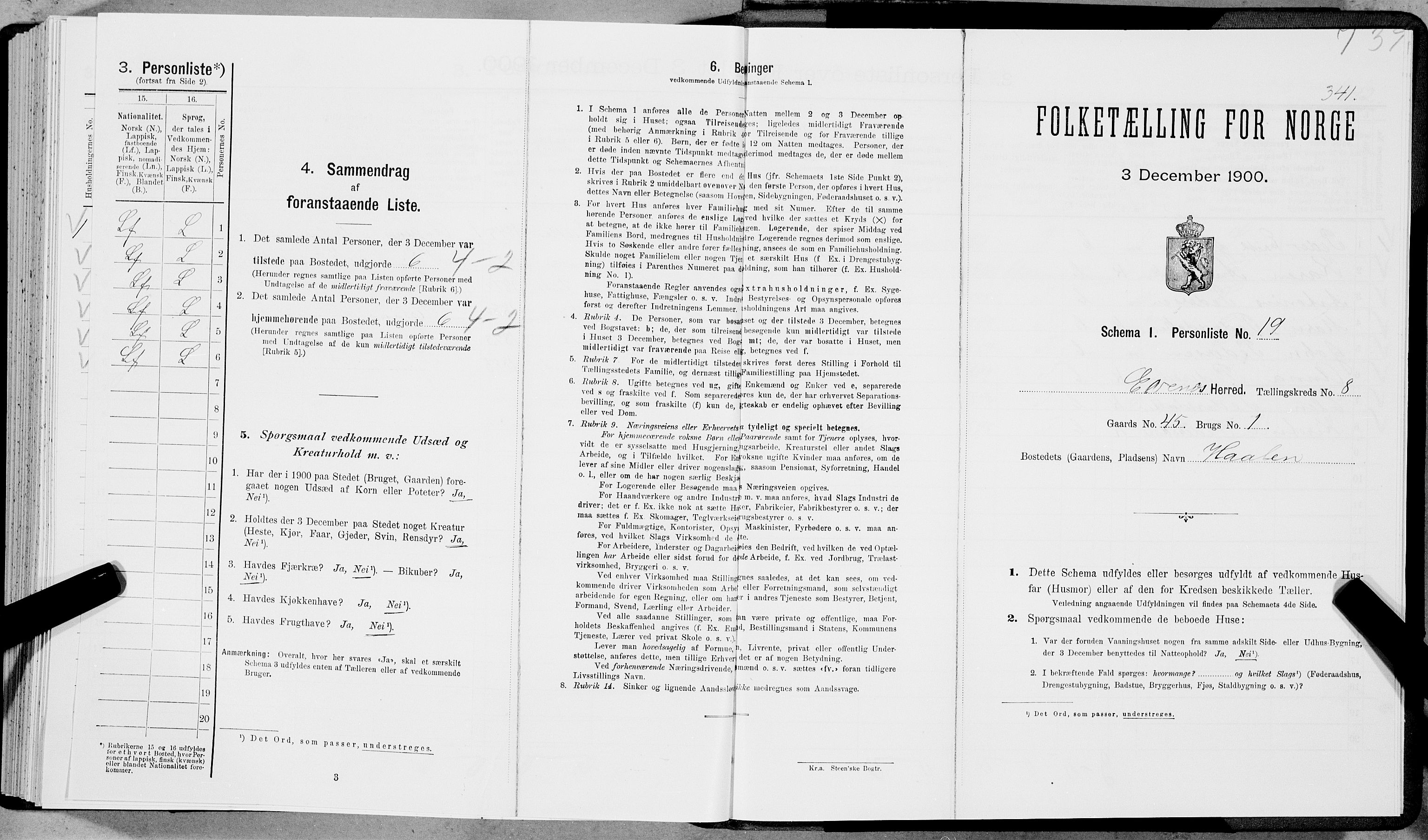 SAT, Folketelling 1900 for 1853 Evenes herred, 1900, s. 687