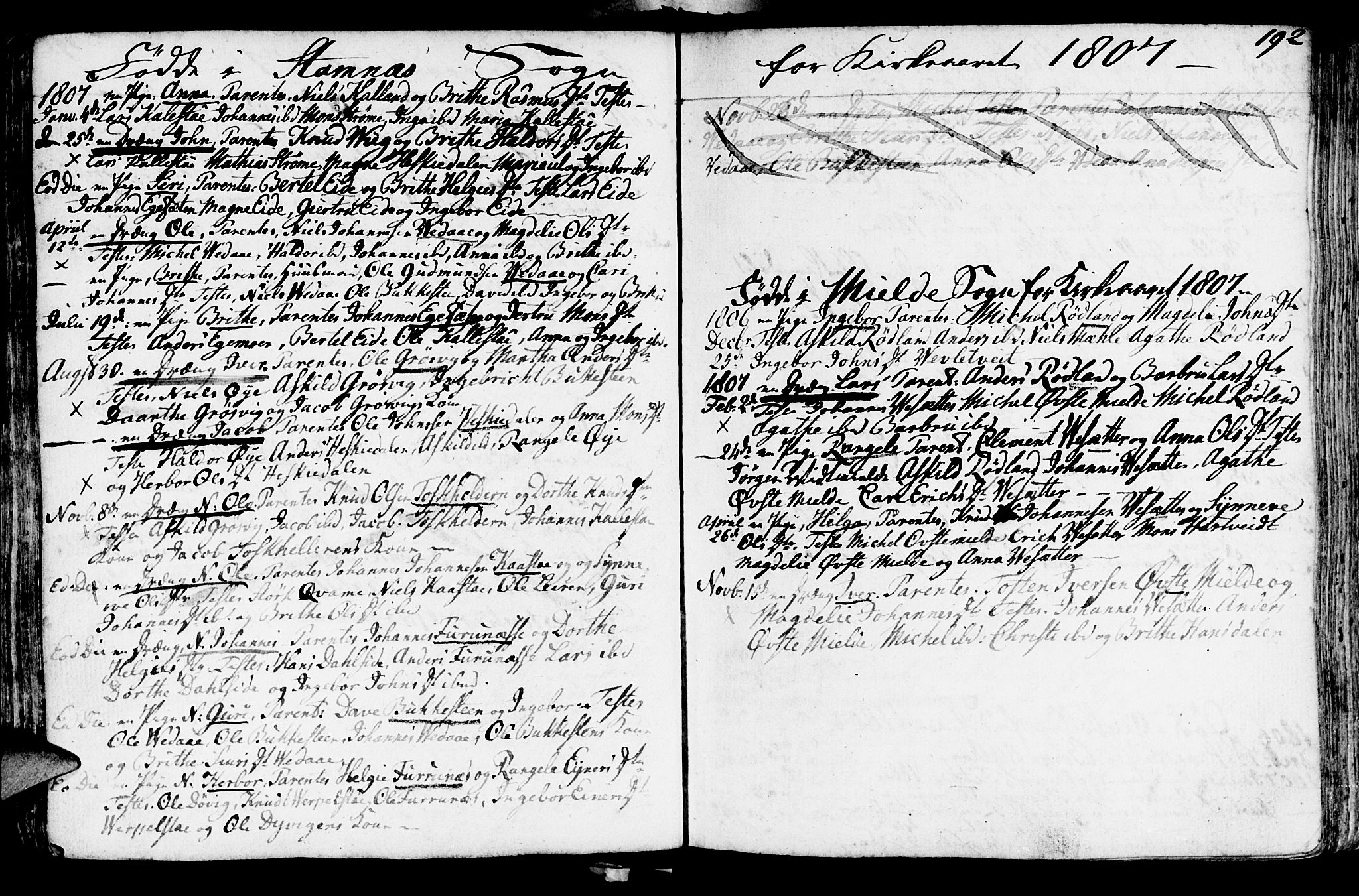 Haus sokneprestembete, SAB/A-75601/H/Haa: Ministerialbok nr. A 11, 1796-1816, s. 192