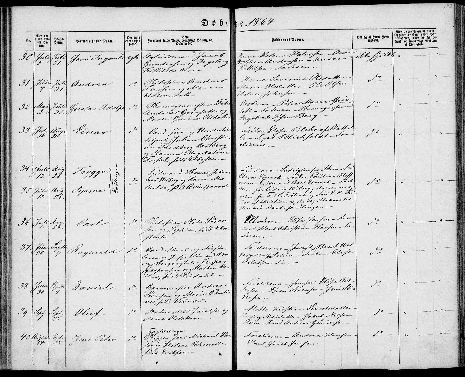 Brevik kirkebøker, AV/SAKO-A-255/F/Fa/L0005: Ministerialbok nr. 5, 1847-1865, s. 103