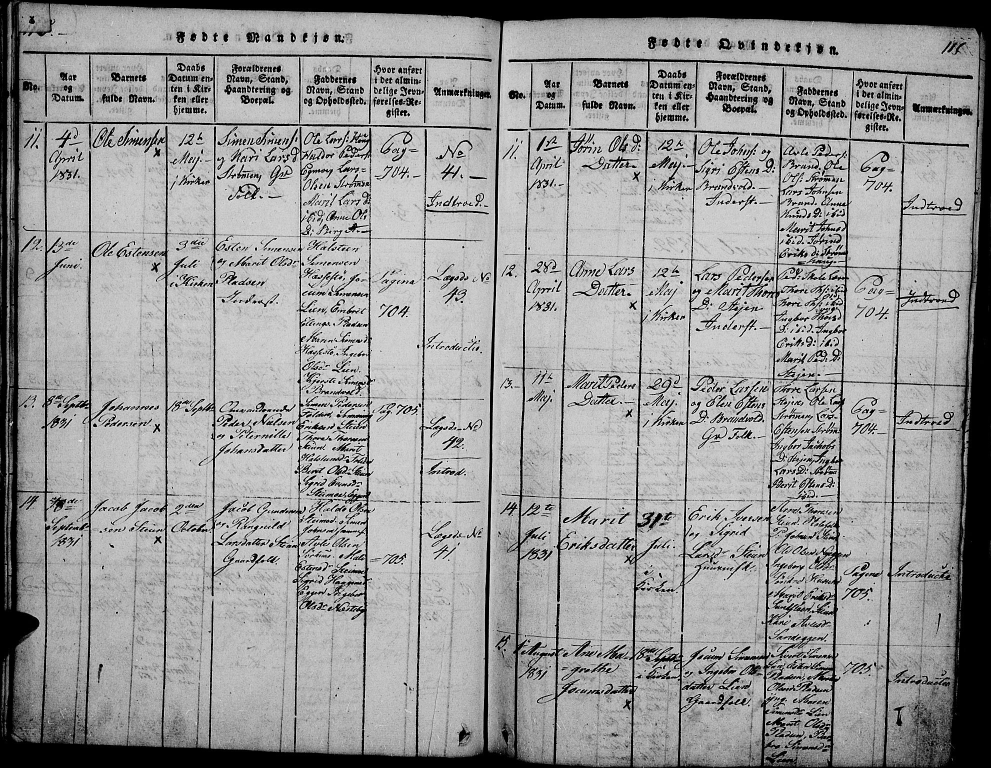 Tynset prestekontor, AV/SAH-PREST-058/H/Ha/Hab/L0002: Klokkerbok nr. 2, 1814-1862, s. 110-111