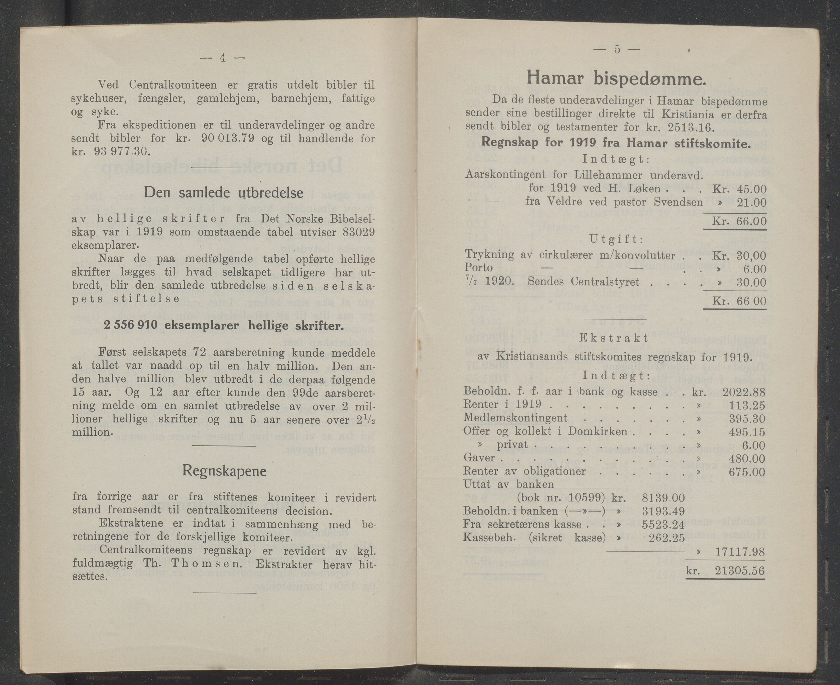 Det Norske Bibelselskap, VID/MDA-A-1528/X/L0006/0004/0001: Årsberetninger / Årsberetning 104-109, 1919, s. 4-5