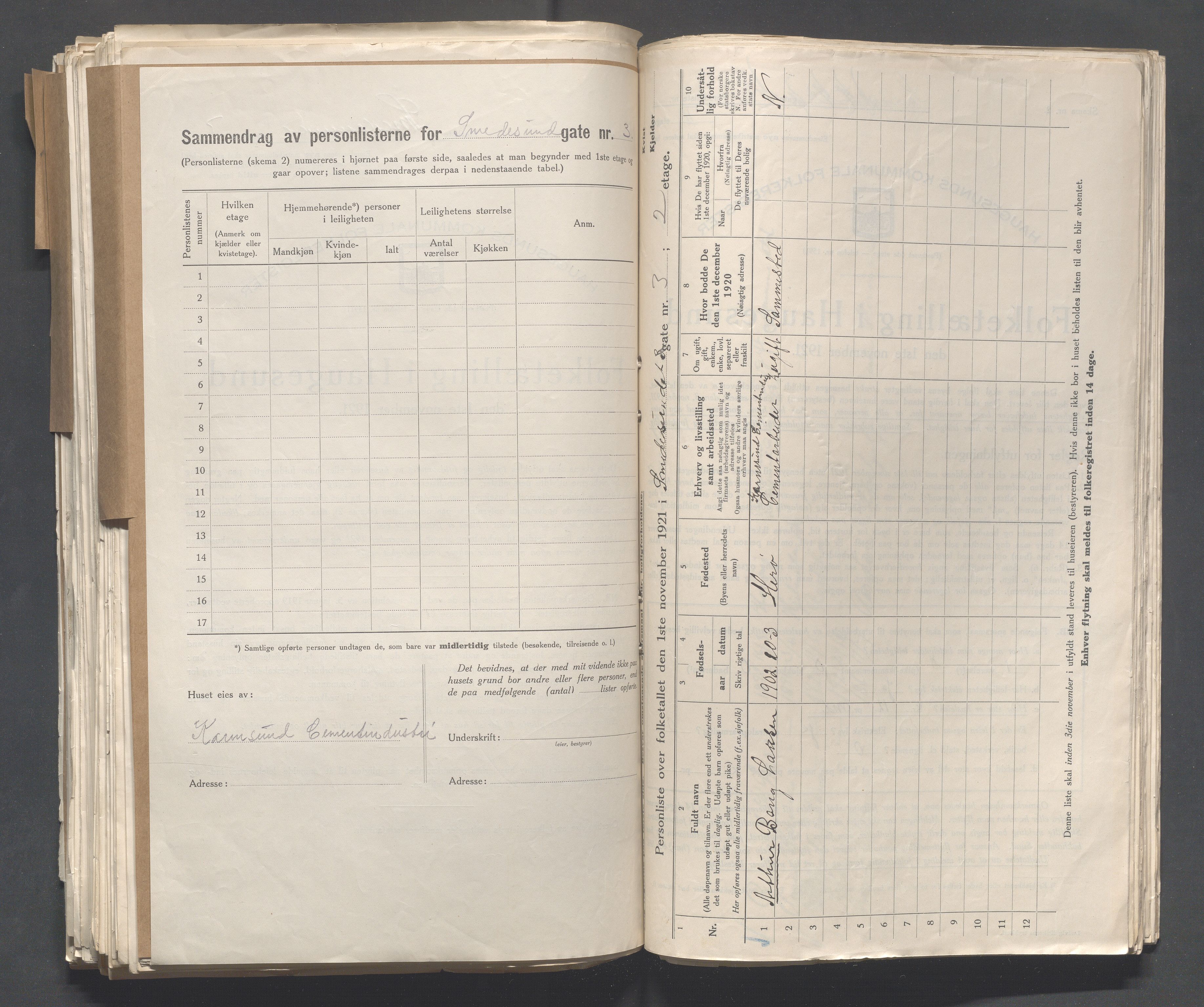 IKAR, Kommunal folketelling 1.11.1921 for Haugesund, 1921, s. 4162