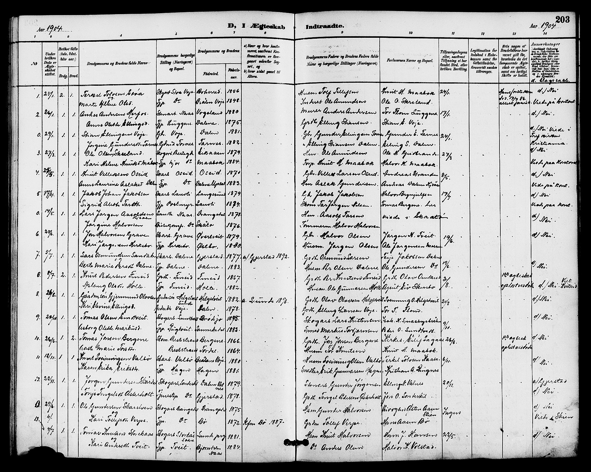 Drangedal kirkebøker, AV/SAKO-A-258/G/Ga/L0003: Klokkerbok nr. I 3, 1887-1906, s. 203