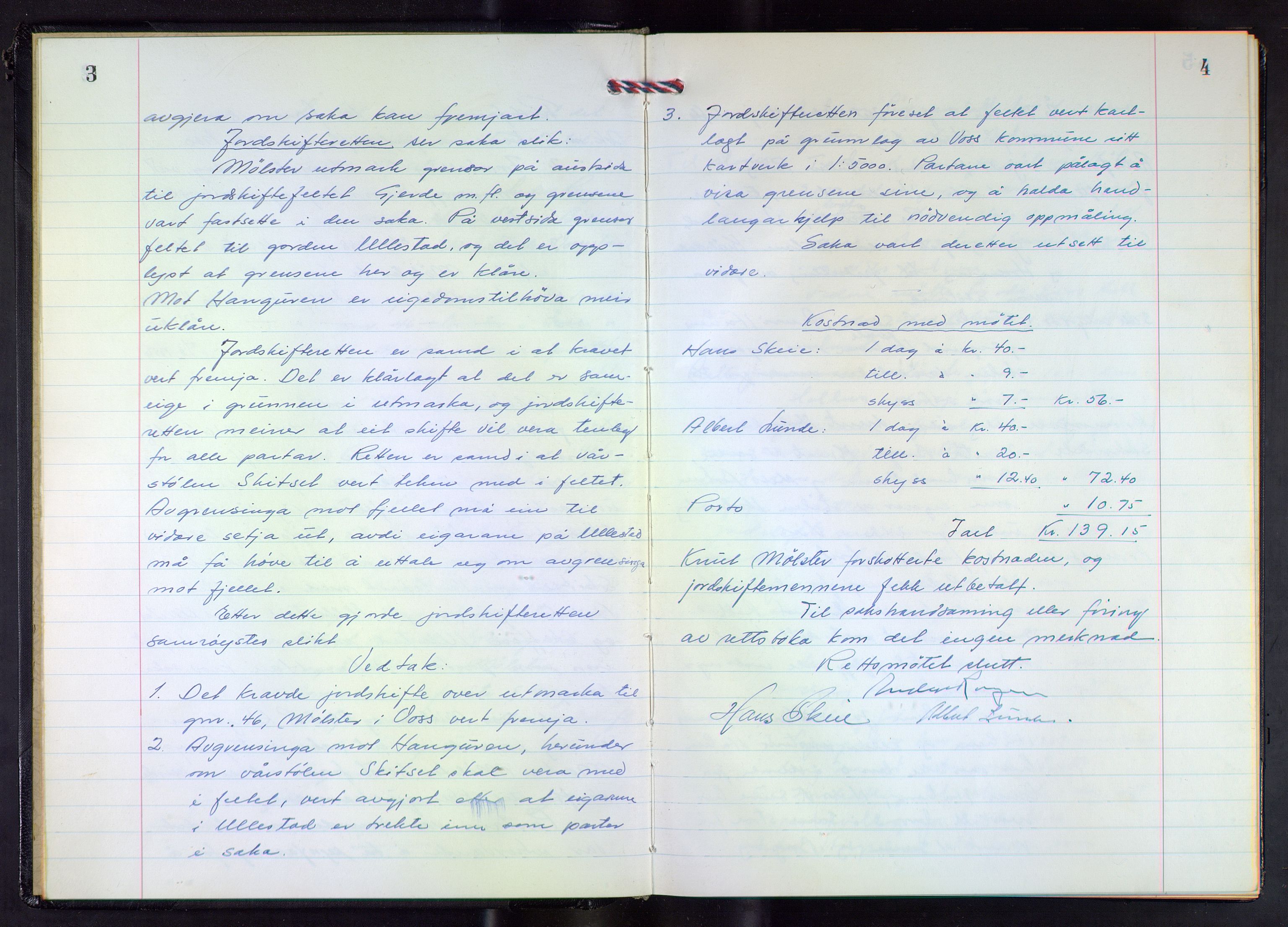 Hordaland jordskiftedøme - V Voss jordskiftedistrikt, AV/SAB-A-7201/A/Aa/L0044: Forhandlingsprotokoll, 1968-1971, s. 3-4