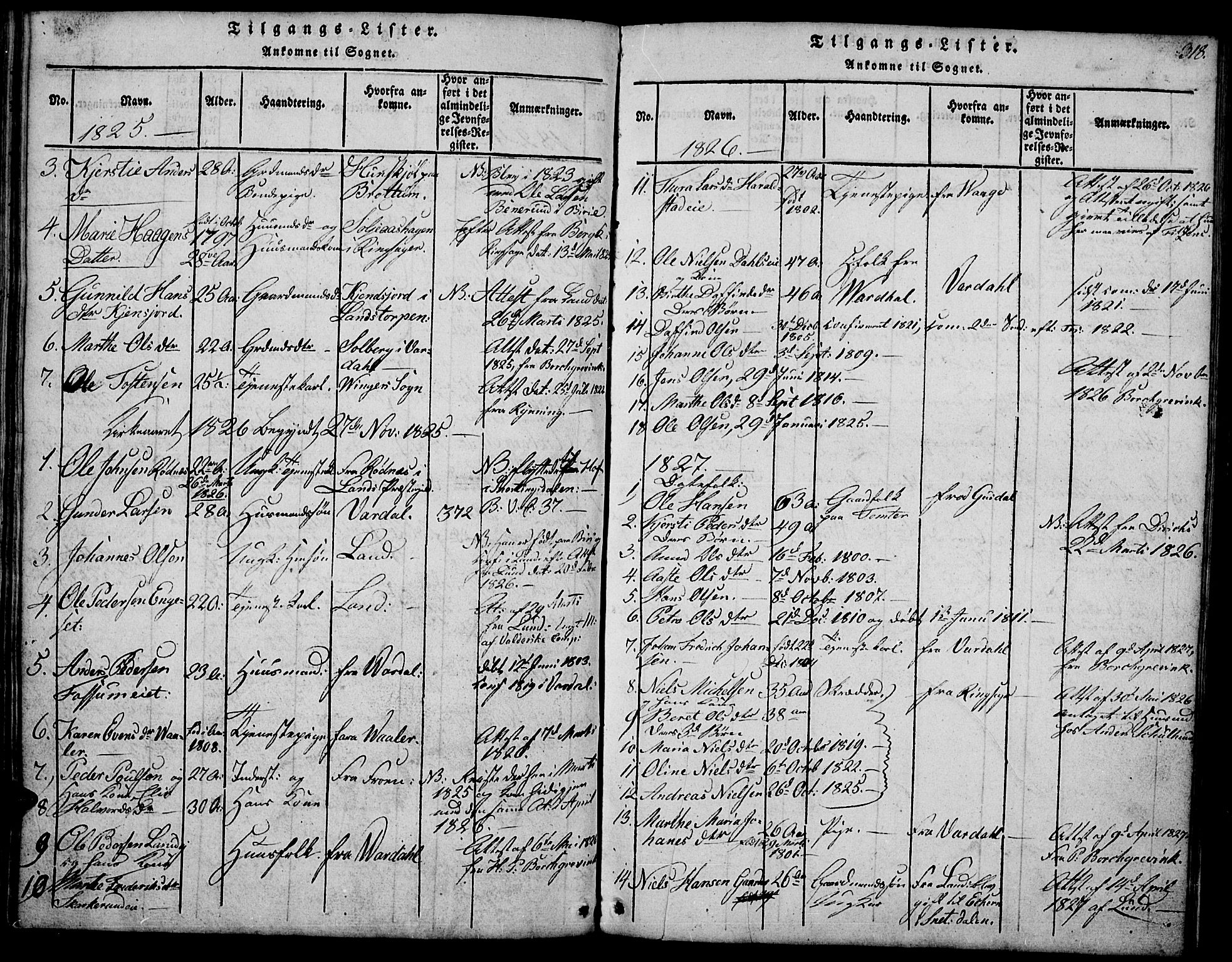 Biri prestekontor, AV/SAH-PREST-096/H/Ha/Hab/L0001: Klokkerbok nr. 1, 1814-1828, s. 318