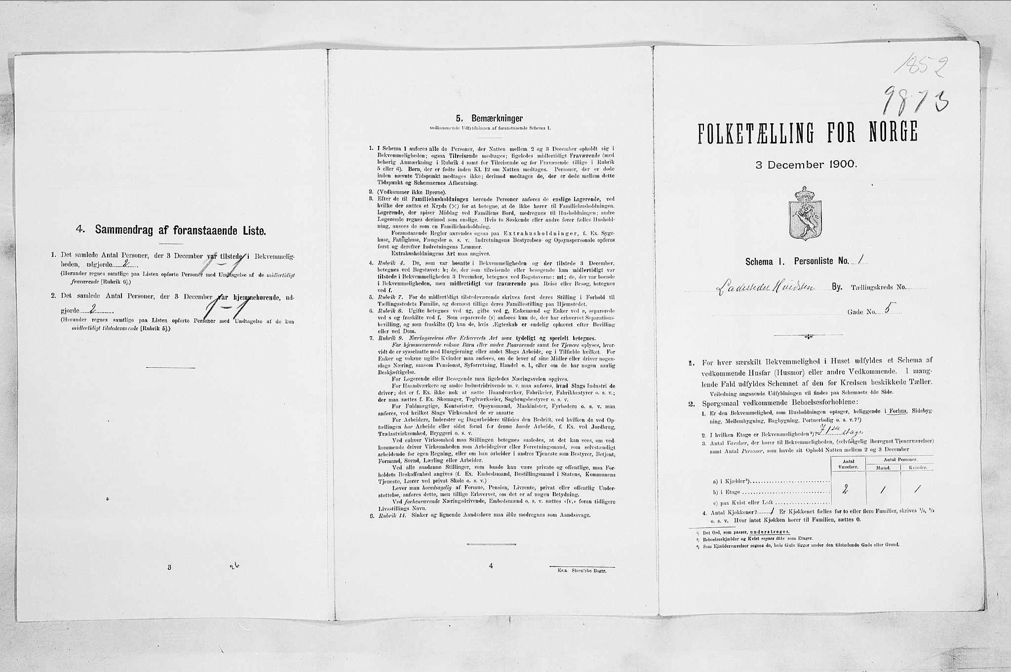 SAO, Folketelling 1900 for 0202 Hvitsten ladested, 1900