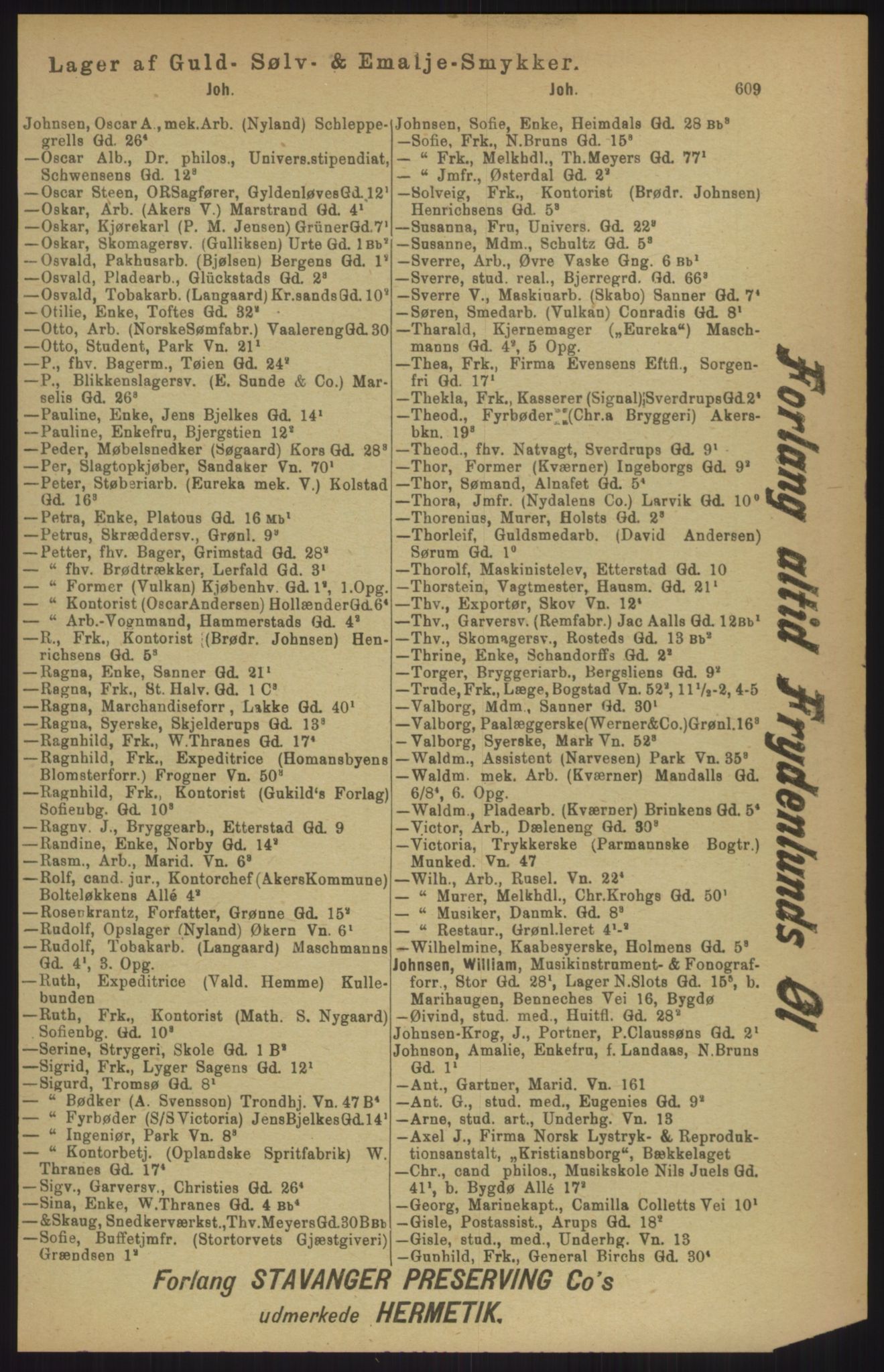 Kristiania/Oslo adressebok, PUBL/-, 1911, s. 609