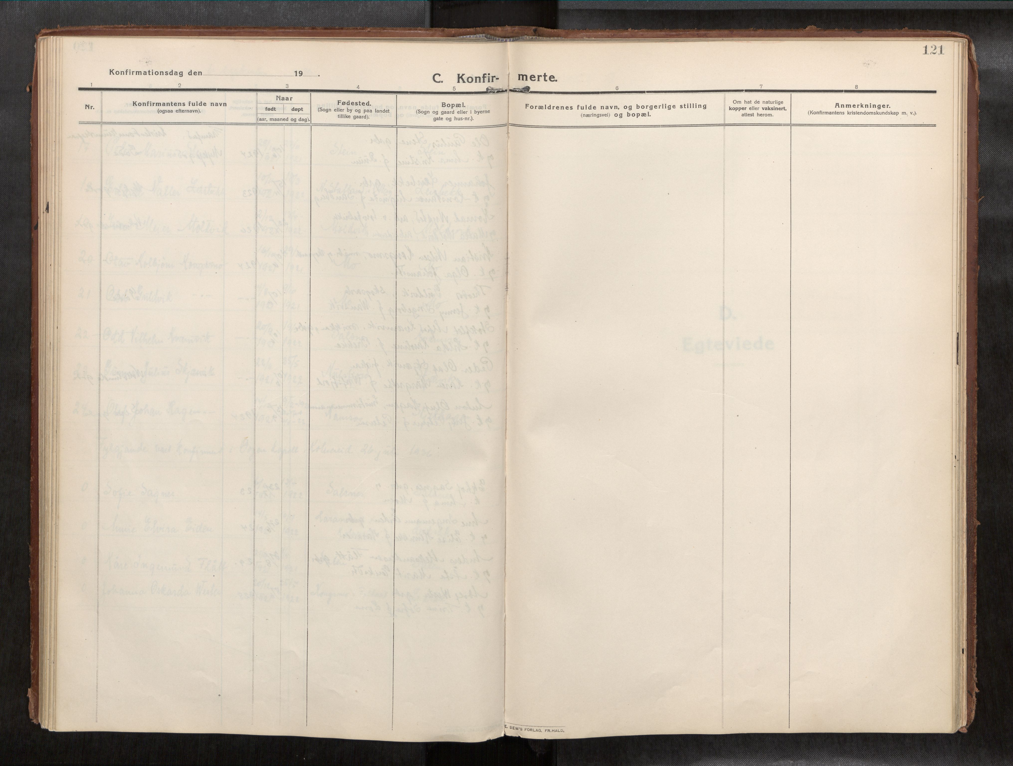 Ministerialprotokoller, klokkerbøker og fødselsregistre - Nord-Trøndelag, SAT/A-1458/773/L0624a: Ministerialbok nr. 773A16, 1910-1936, s. 121