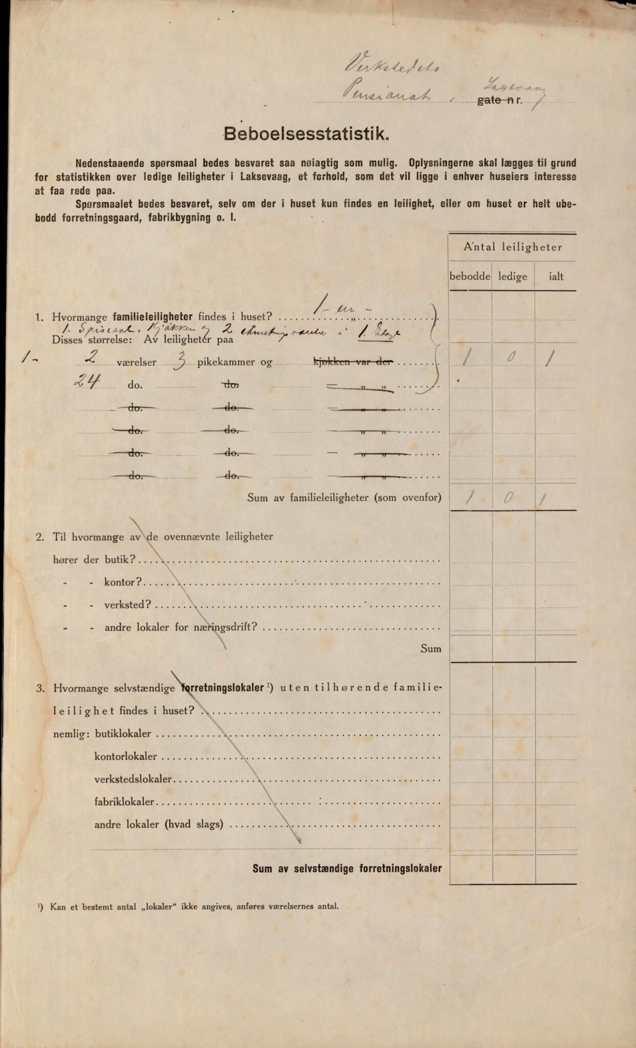 Laksevåg kommune. Folkeregisteret, BBA/A-1586/E/Ea/L0001: Folketellingskjema 1920, 1920, s. 1590