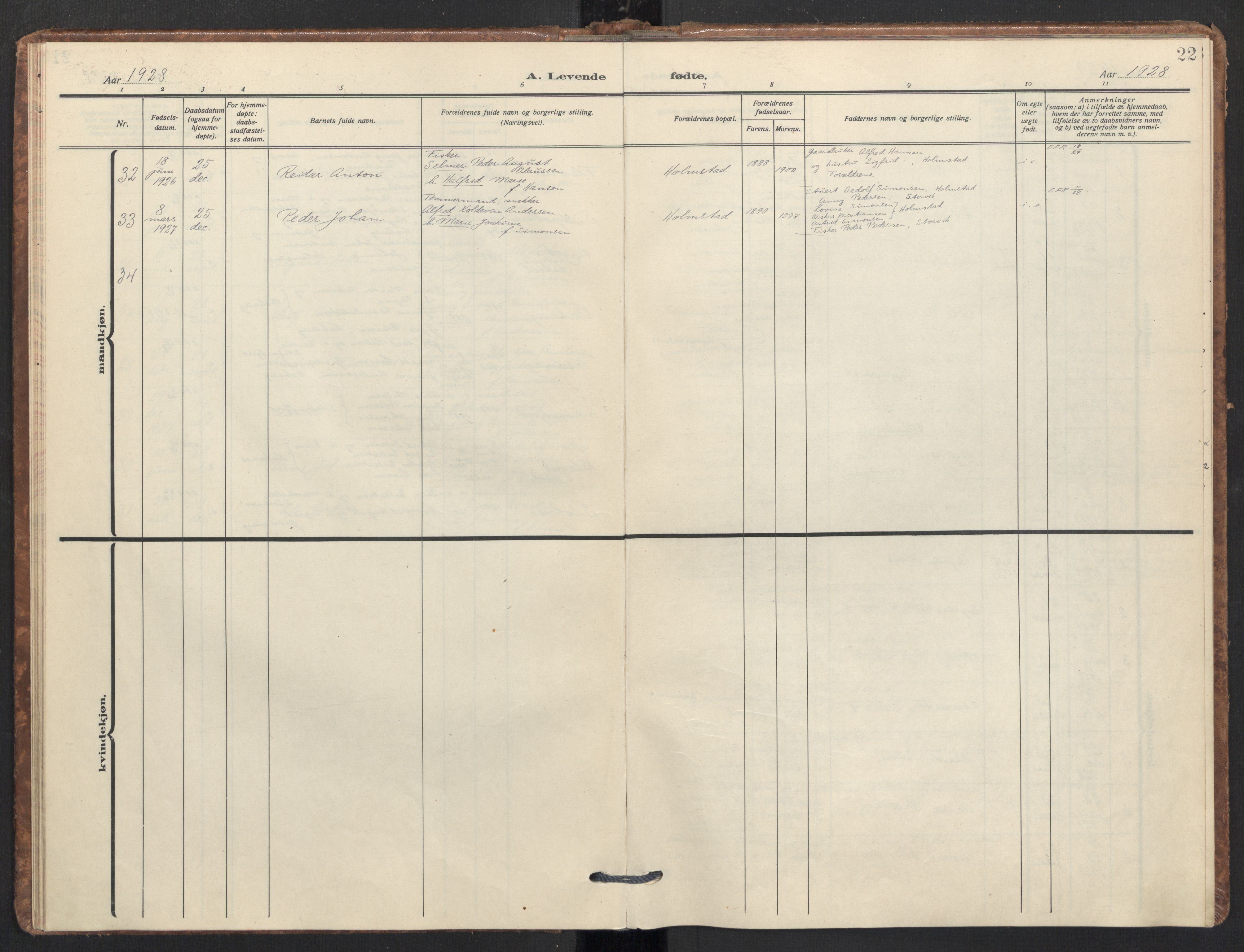 Ministerialprotokoller, klokkerbøker og fødselsregistre - Nordland, AV/SAT-A-1459/890/L1289: Ministerialbok nr. 890A04, 1925-1939, s. 22