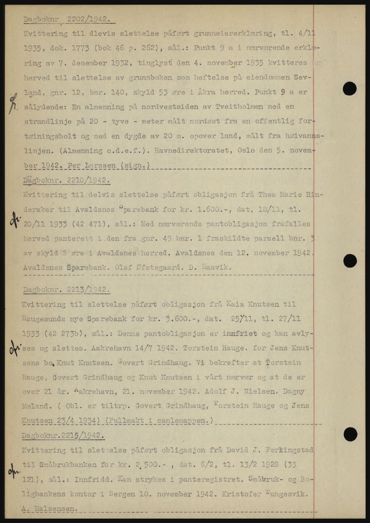 Karmsund sorenskriveri, SAST/A-100311/01/II/IIBBE/L0008: Pantebok nr. B 54, 1942-1943, Dagboknr: 2202/1942