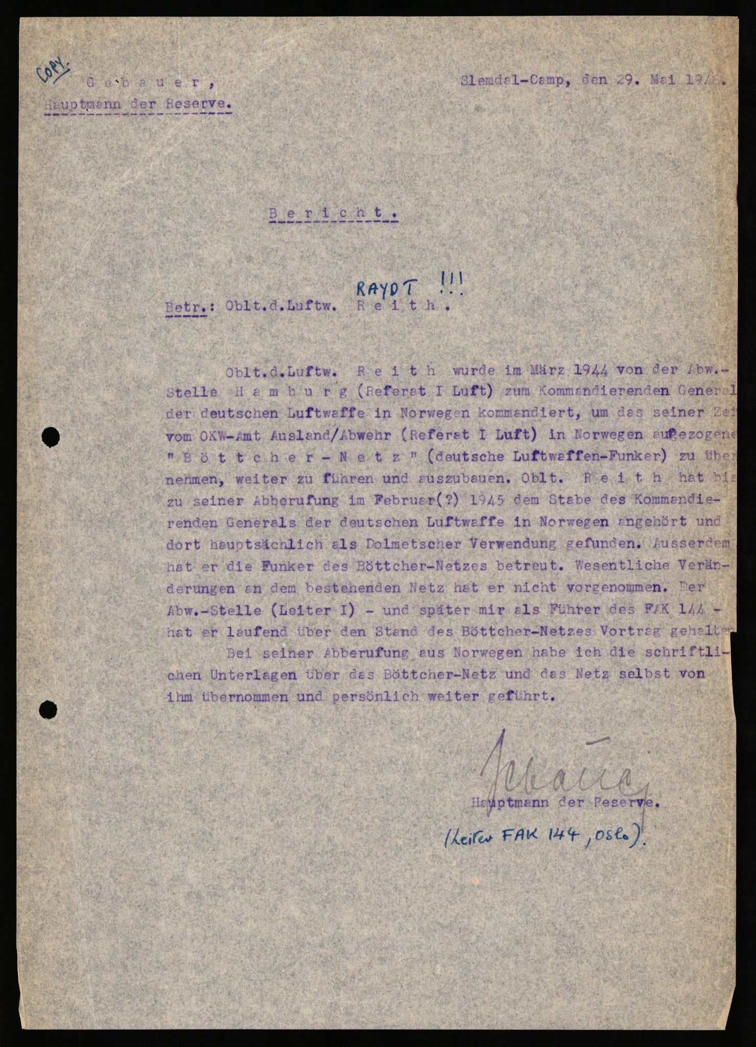 Forsvaret, Forsvarets overkommando II, AV/RA-RAFA-3915/D/Db/L0027: CI Questionaires. Tyske okkupasjonsstyrker i Norge. Tyskere., 1945-1946, s. 68