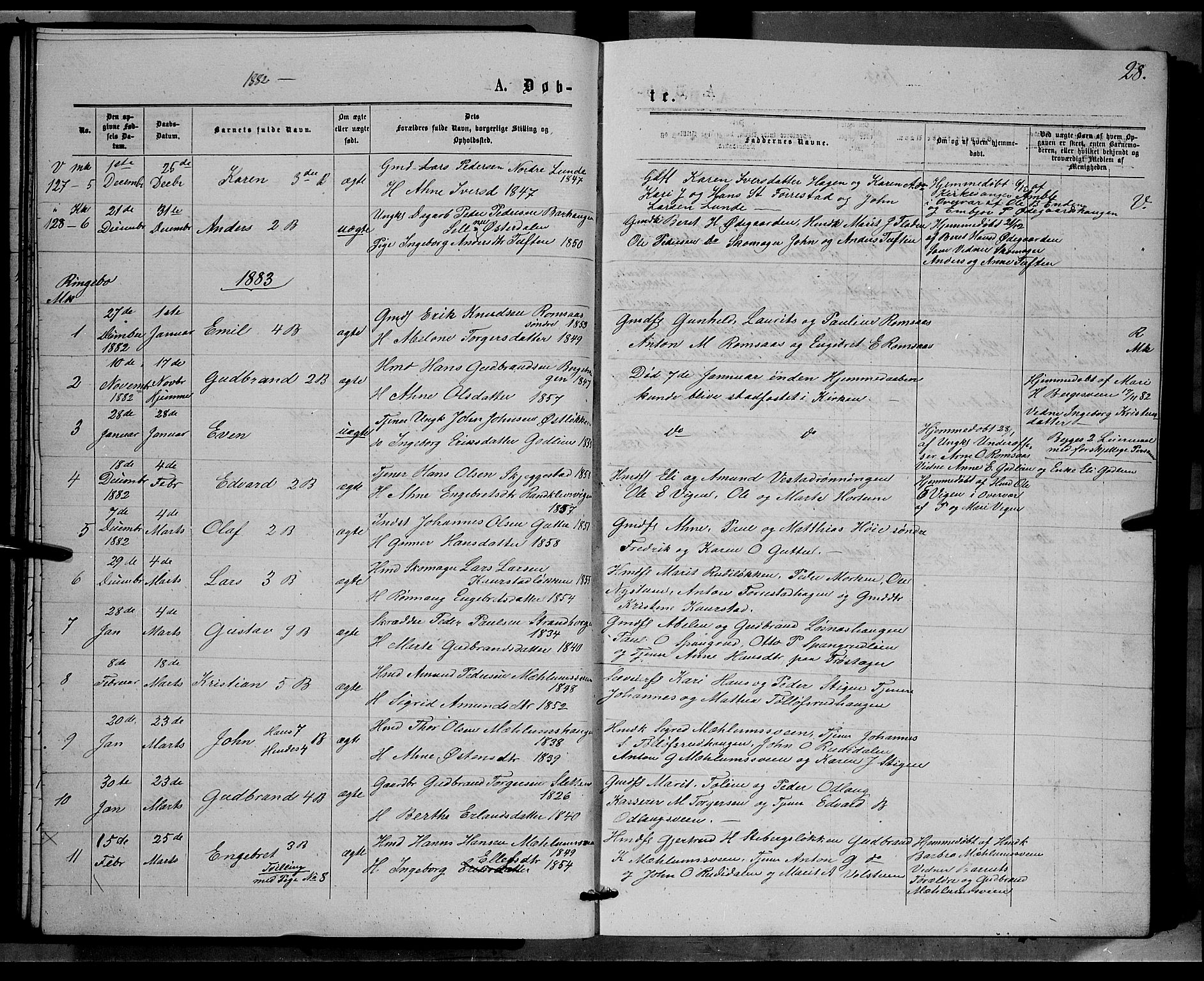 Ringebu prestekontor, AV/SAH-PREST-082/H/Ha/Hab/L0006: Klokkerbok nr. 6, 1880-1898, s. 28