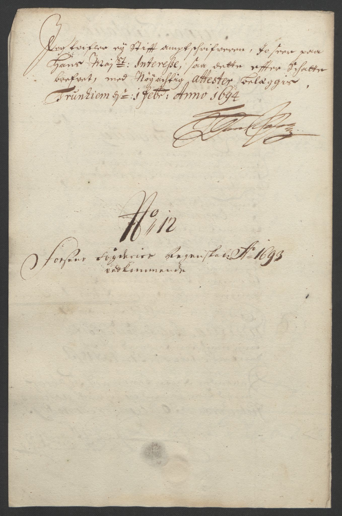 Rentekammeret inntil 1814, Reviderte regnskaper, Fogderegnskap, AV/RA-EA-4092/R57/L3849: Fogderegnskap Fosen, 1692-1693, s. 556