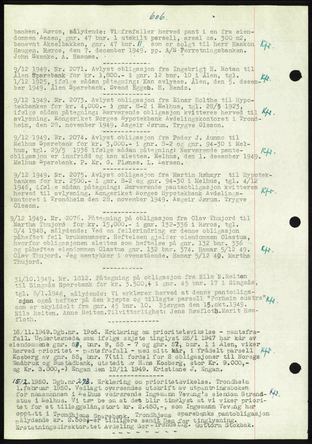 Gauldal sorenskriveri, SAT/A-0014/1/2/2C: Pantebok nr. A9, 1949-1950, Dagboknr: 2071/1949