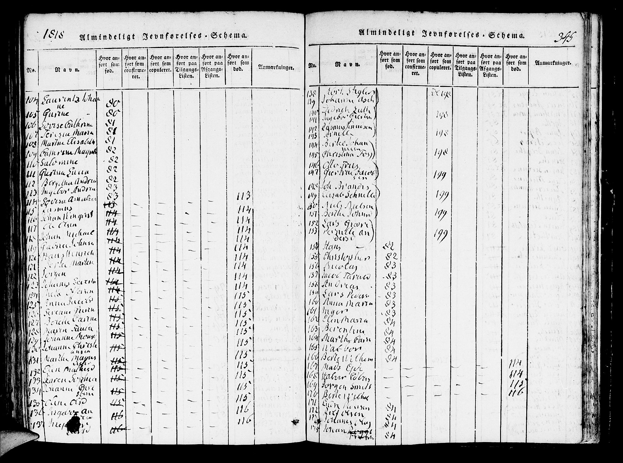 Domkirken sokneprestembete, AV/SAB-A-74801/H/Hab/L0001: Klokkerbok nr. A 1, 1816-1821, s. 345