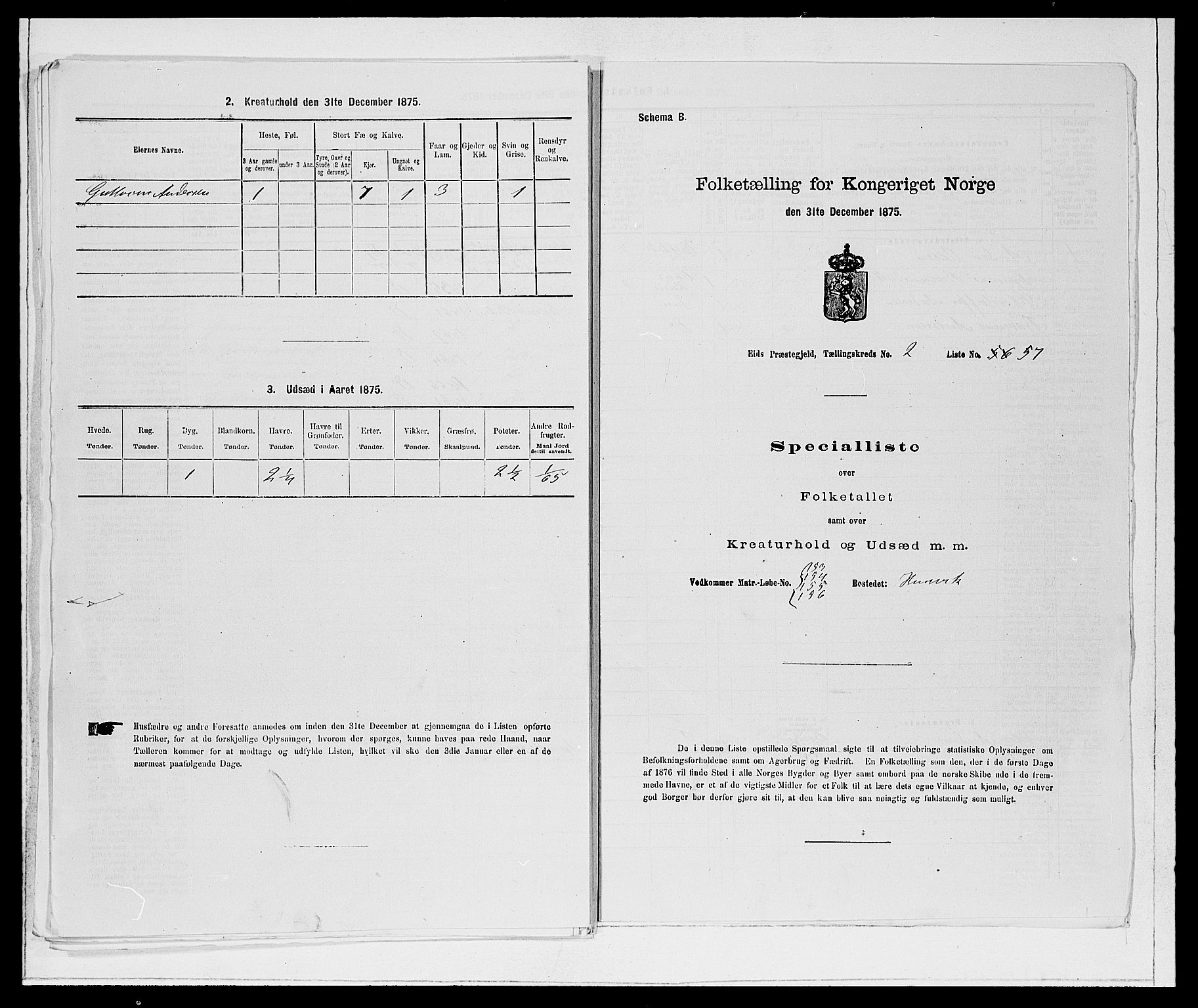 SAB, Folketelling 1875 for 1443P Eid prestegjeld, 1875, s. 226