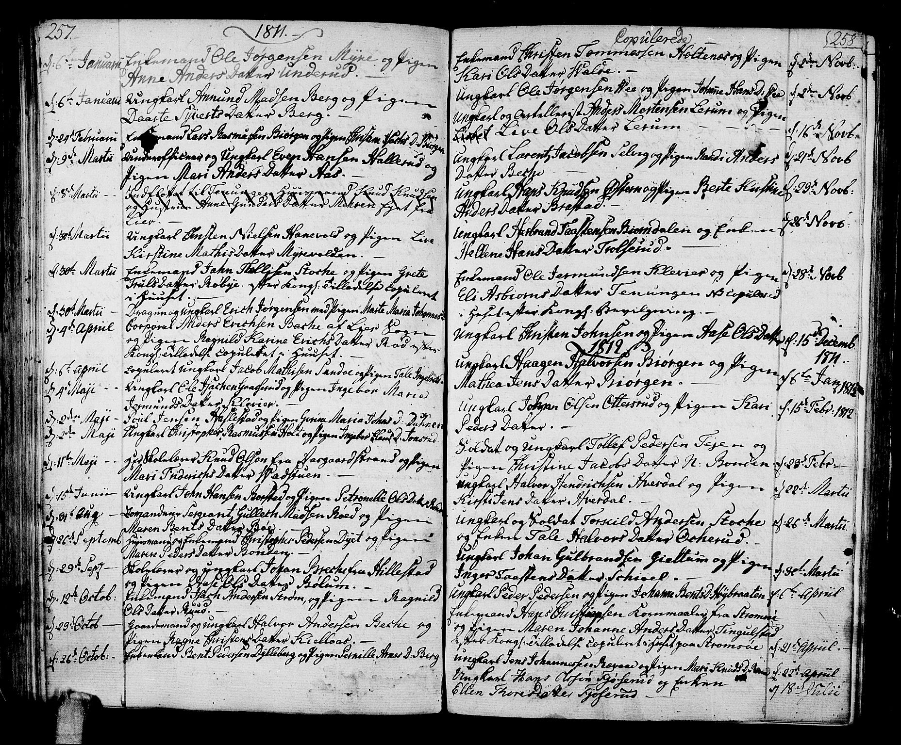Sande Kirkebøker, AV/SAKO-A-53/F/Fa/L0002: Ministerialbok nr. 2, 1804-1814, s. 257-258