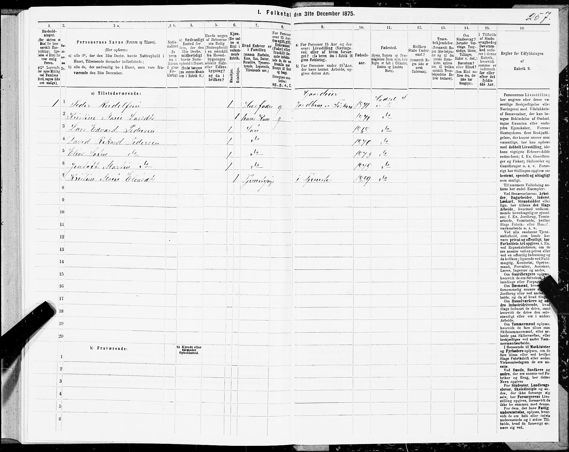 SAT, Folketelling 1875 for 1866P Hadsel prestegjeld, 1875, s. 2257