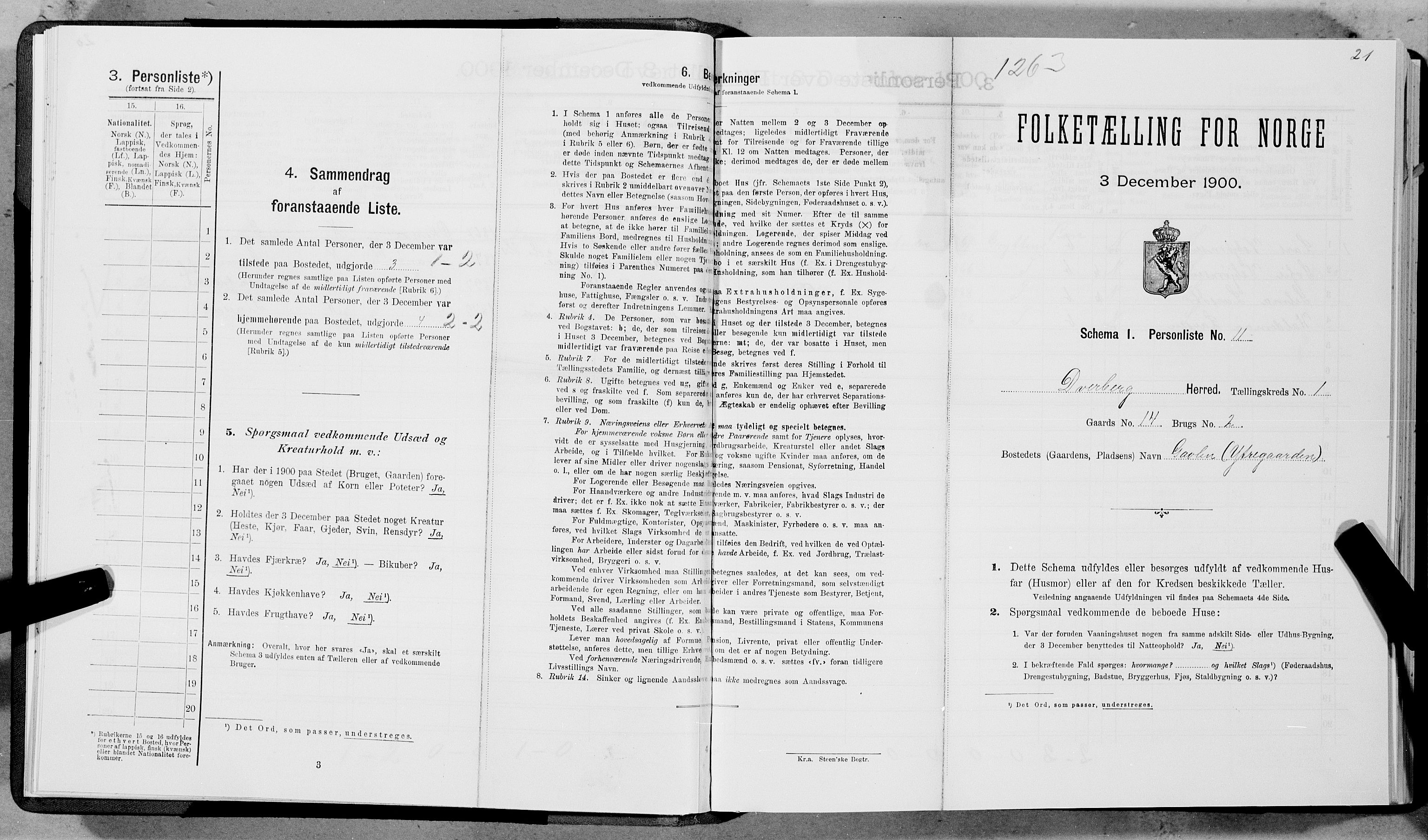 SAT, Folketelling 1900 for 1872 Dverberg herred, 1900, s. 52