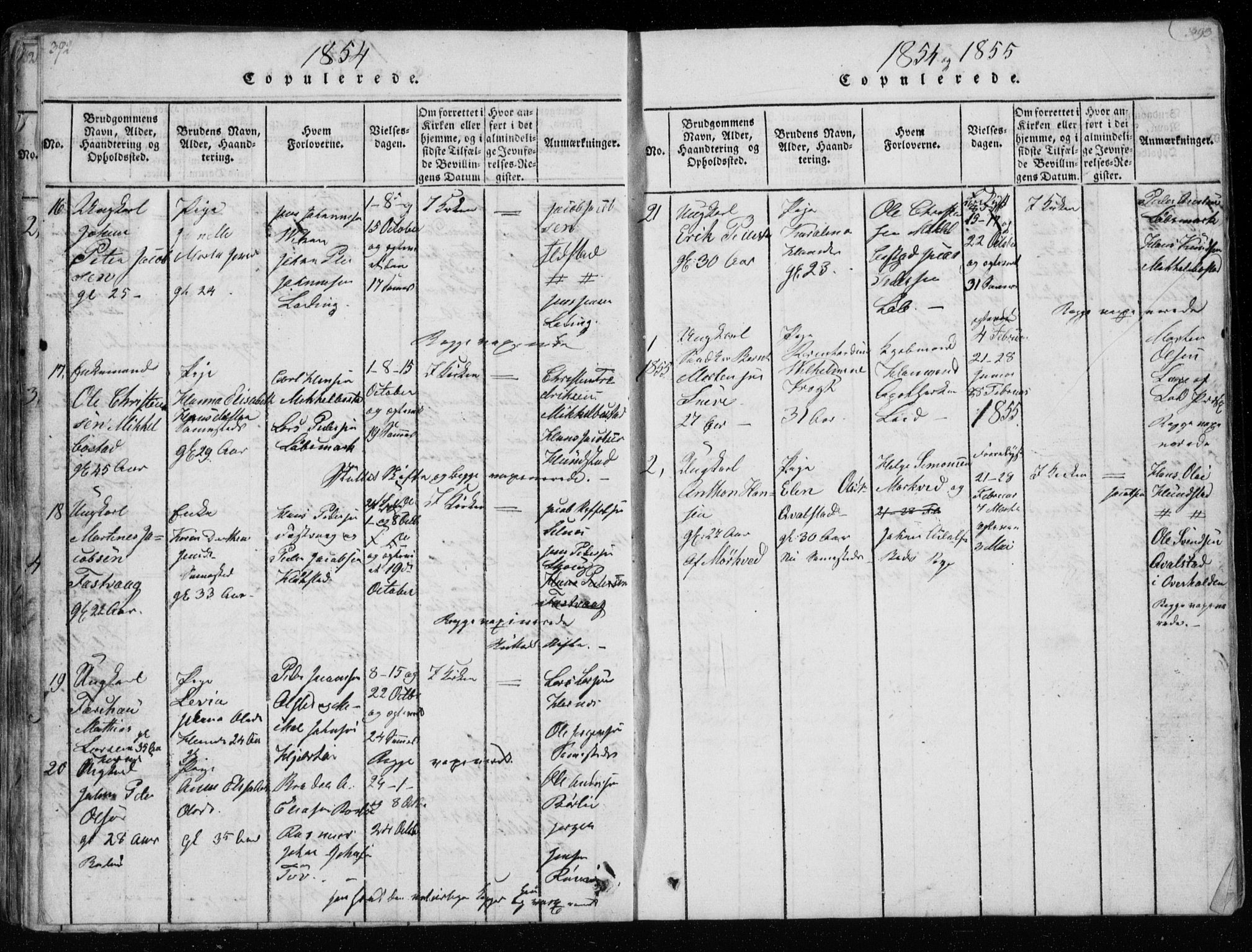 Ministerialprotokoller, klokkerbøker og fødselsregistre - Nordland, AV/SAT-A-1459/801/L0026: Klokkerbok nr. 801C01, 1820-1855, s. 392-393