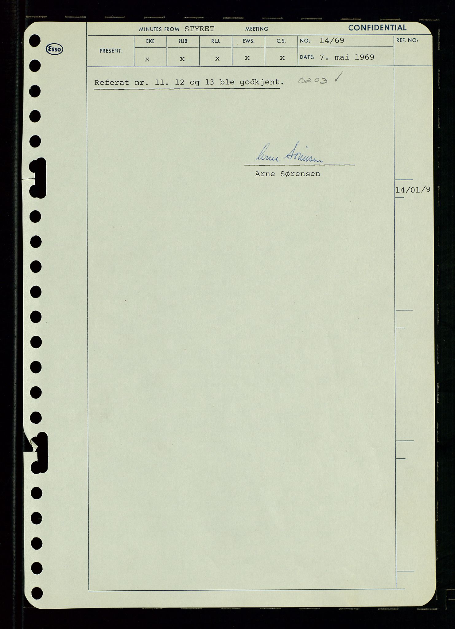 Pa 0982 - Esso Norge A/S, AV/SAST-A-100448/A/Aa/L0003/0001: Den administrerende direksjon Board minutes (styrereferater) og Bedriftforsamlingsprotokoll / Den administrerende direksjon Board minutes (styrereferater), 1969, s. 16