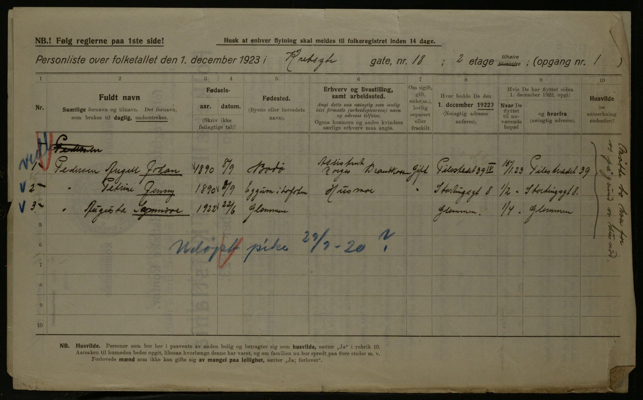 OBA, Kommunal folketelling 1.12.1923 for Kristiania, 1923, s. 60580