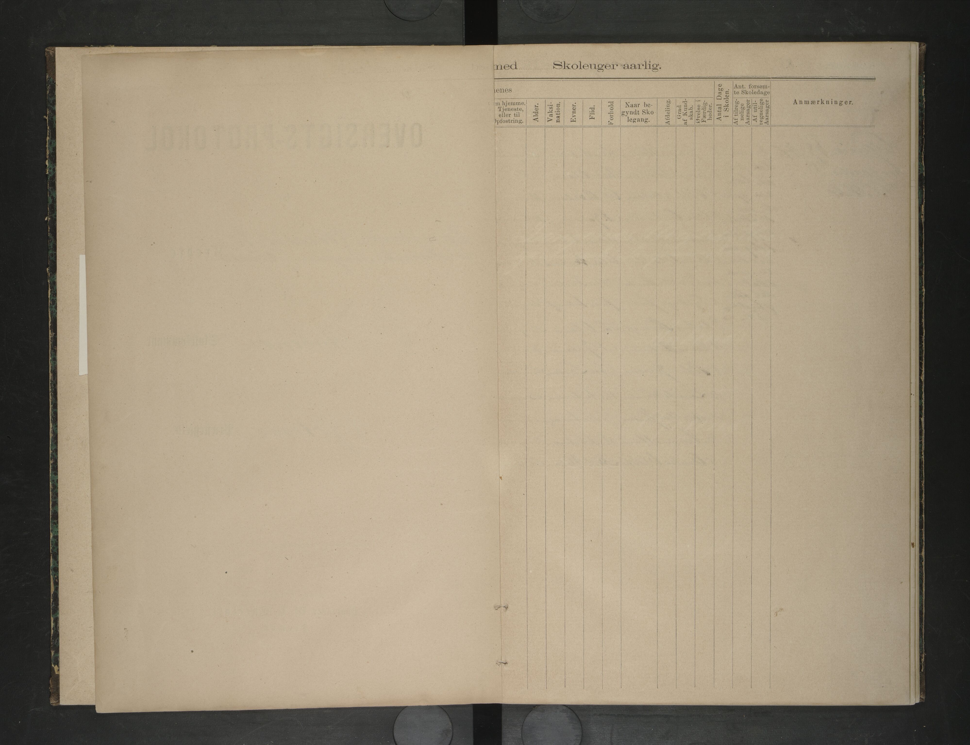 Ankenes kommune.Ymse skolekretser, AIN/K-18550.510.01/F/Fc/L0004: Oversiktprotokoll:Elvegård/Elvemarken/Lengenes/Skjomdalen/Sørskjomen/Vidrek, 1885-1889