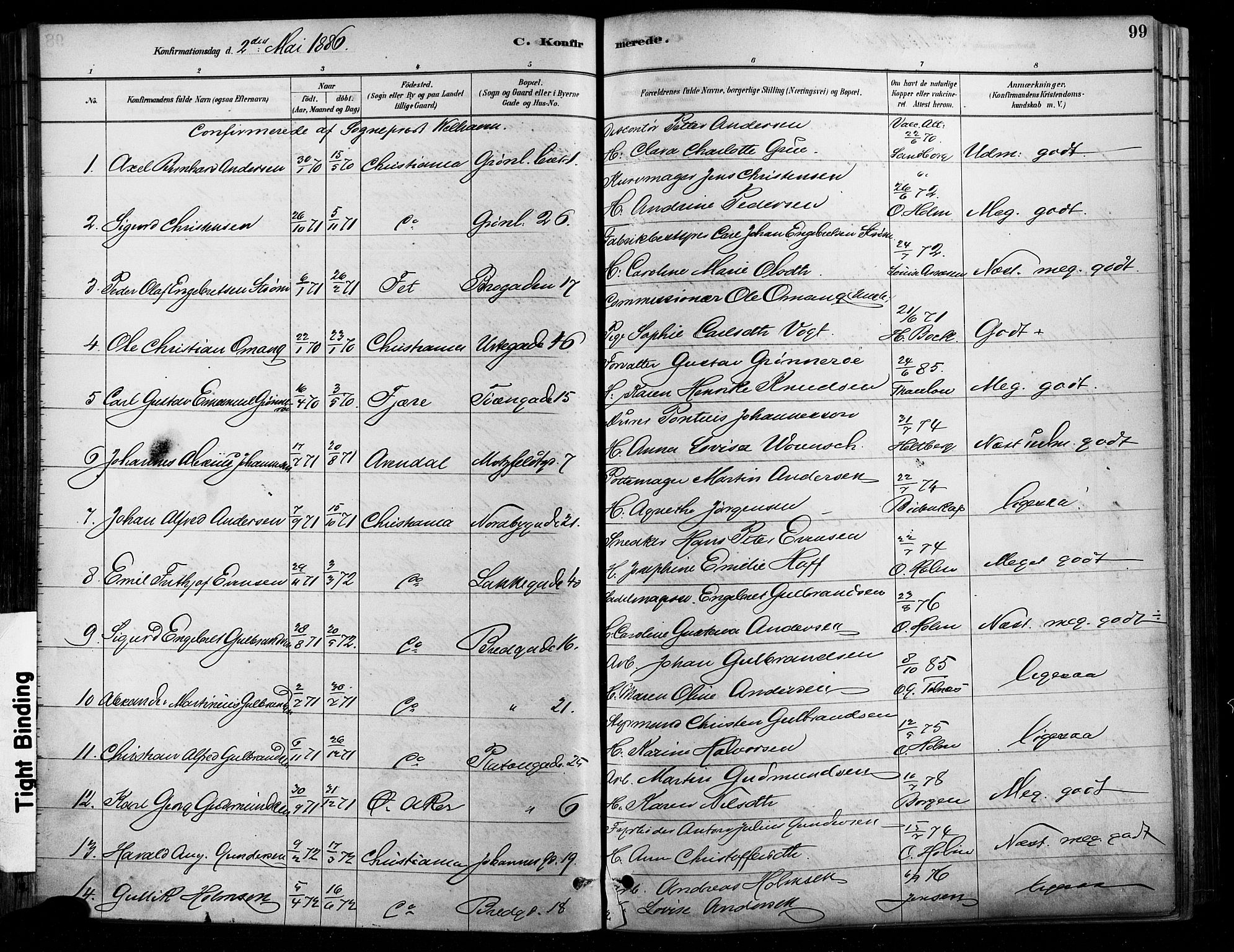 Grønland prestekontor Kirkebøker, AV/SAO-A-10848/F/Fa/L0008: Ministerialbok nr. 8, 1881-1893, s. 99