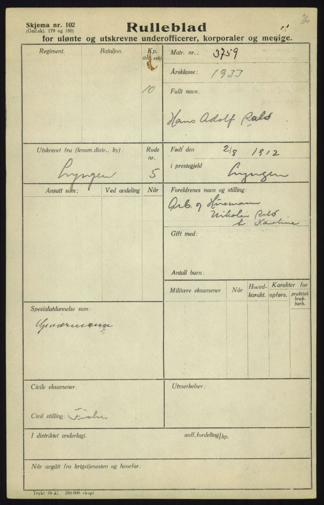 Forsvaret, Troms infanteriregiment nr. 16, AV/RA-RAFA-3146/P/Pa/L0017: Rulleblad for regimentets menige mannskaper, årsklasse 1933, 1933, s. 1129