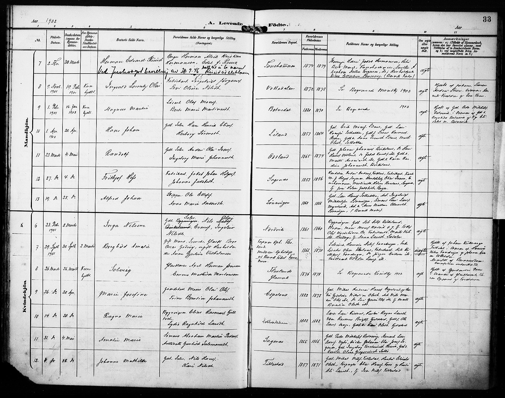Fana Sokneprestembete, AV/SAB-A-75101/H/Haa/Haab/L0003: Ministerialbok nr. B 3, 1898-1907, s. 33