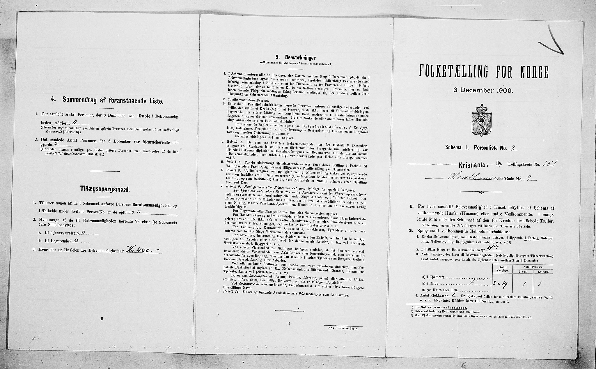 SAO, Folketelling 1900 for 0301 Kristiania kjøpstad, 1900, s. 34162