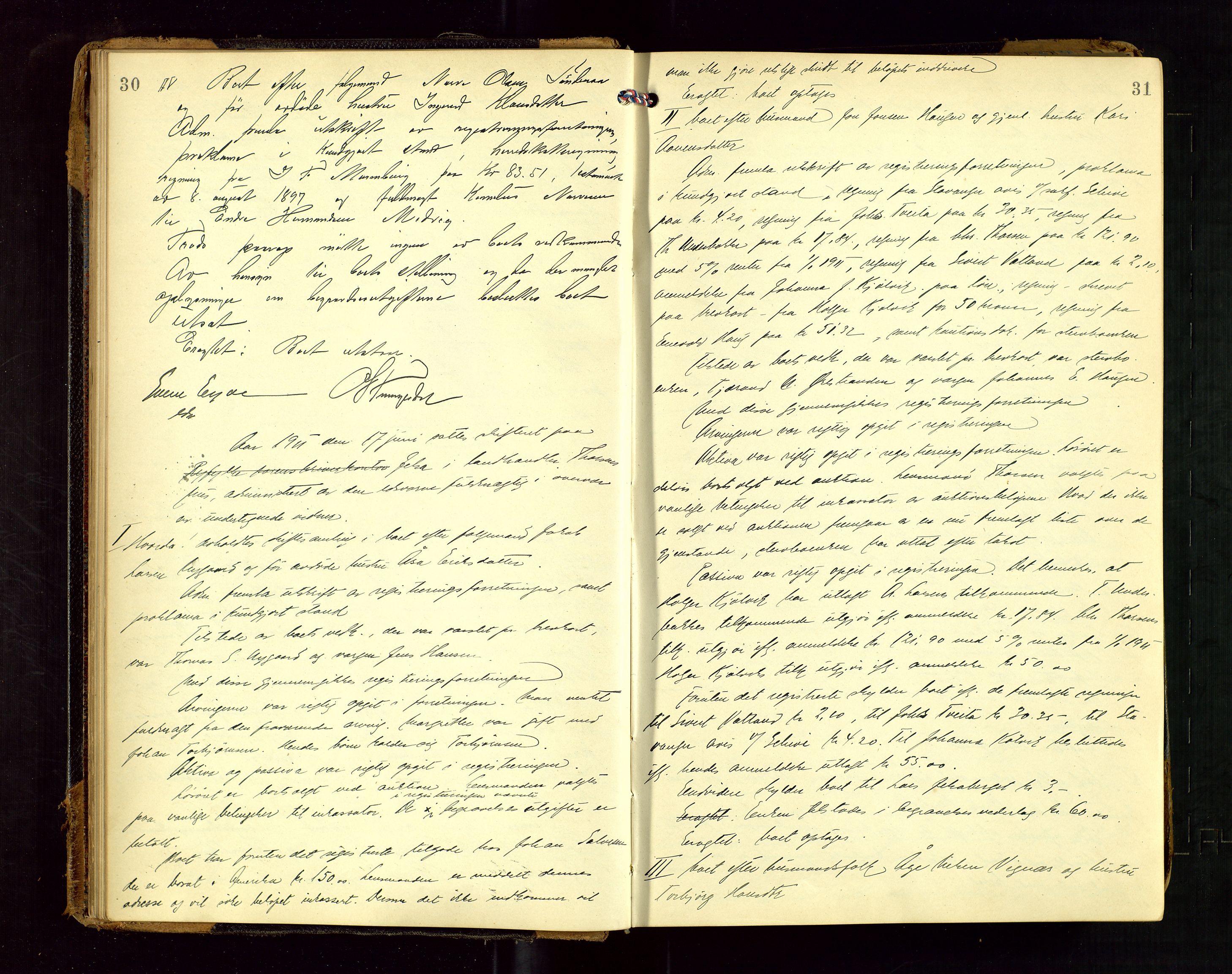 Ryfylke tingrett, AV/SAST-A-100055/001/IV/IVF/L0015: Skifteforhandlingsprotokoll, 1910-1928, s. 30-31