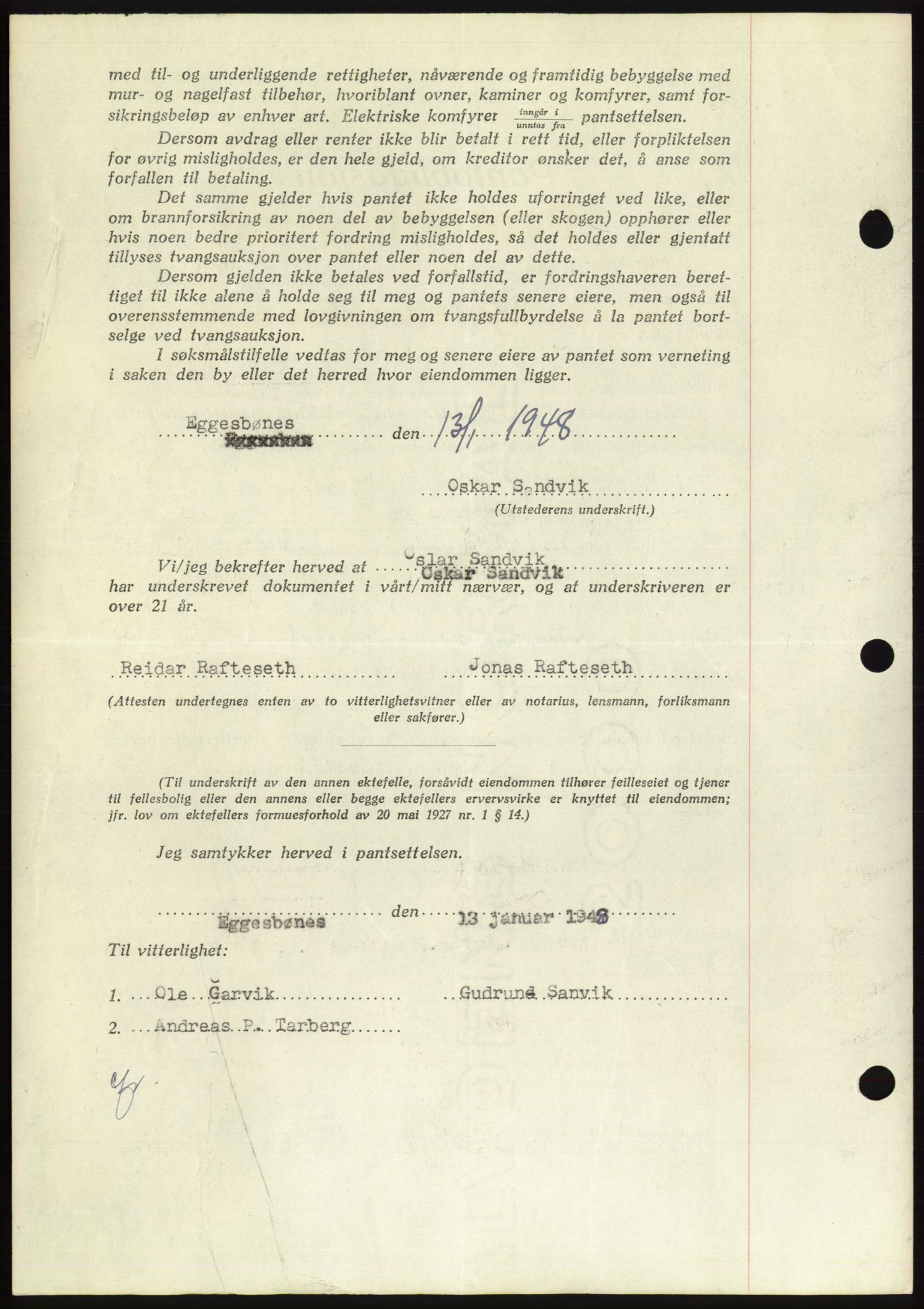Søre Sunnmøre sorenskriveri, AV/SAT-A-4122/1/2/2C/L0115: Pantebok nr. 3B, 1947-1948, Dagboknr: 216/1948