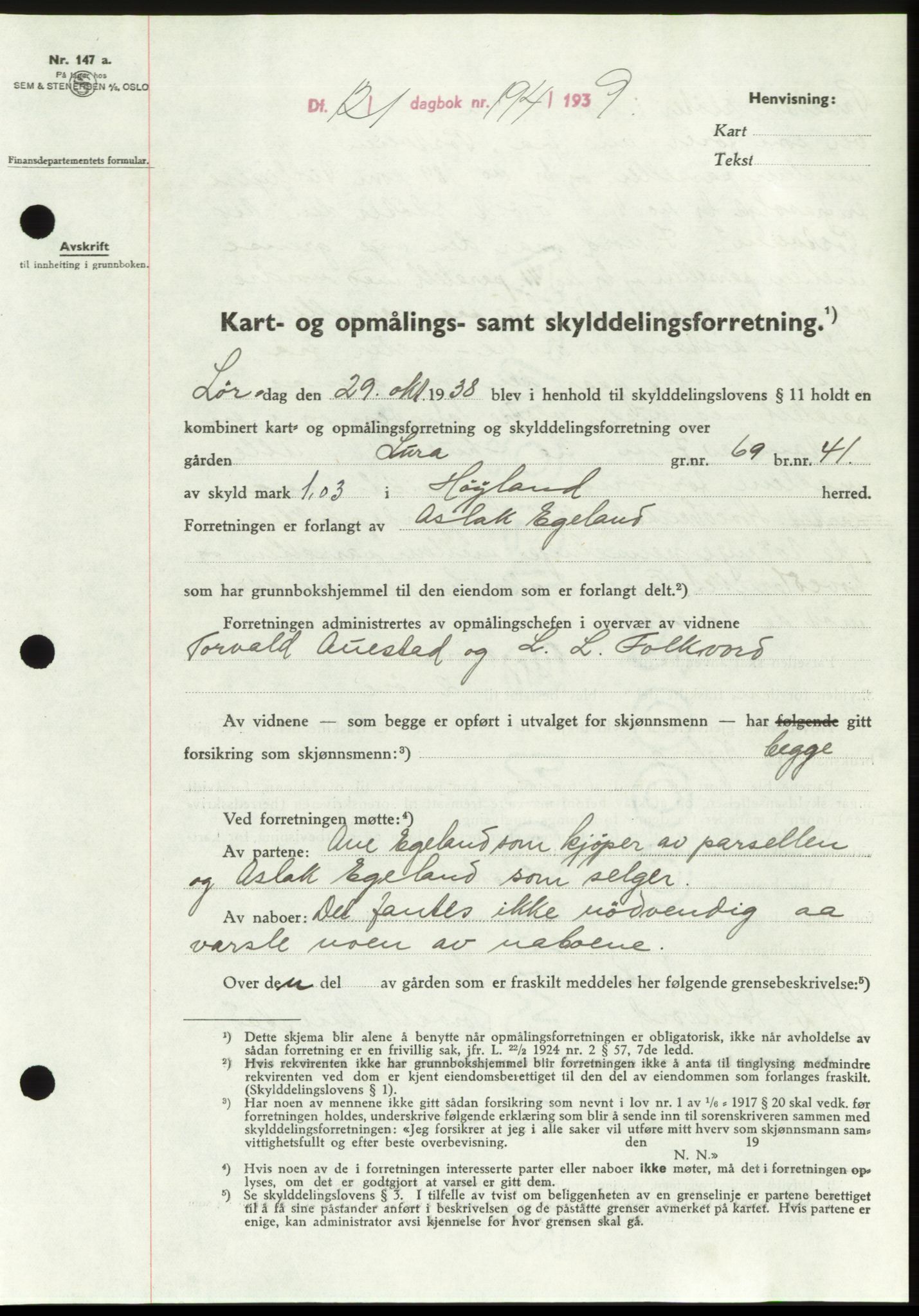 Jæren sorenskriveri, SAST/A-100310/03/G/Gba/L0073: Pantebok, 1939-1939, Dagboknr: 194/1939