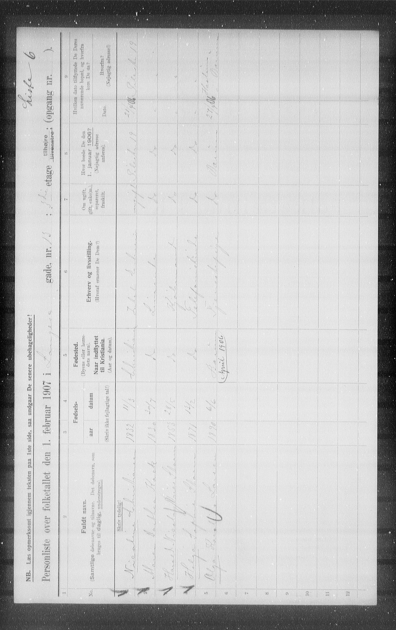 OBA, Kommunal folketelling 1.2.1907 for Kristiania kjøpstad, 1907, s. 28797