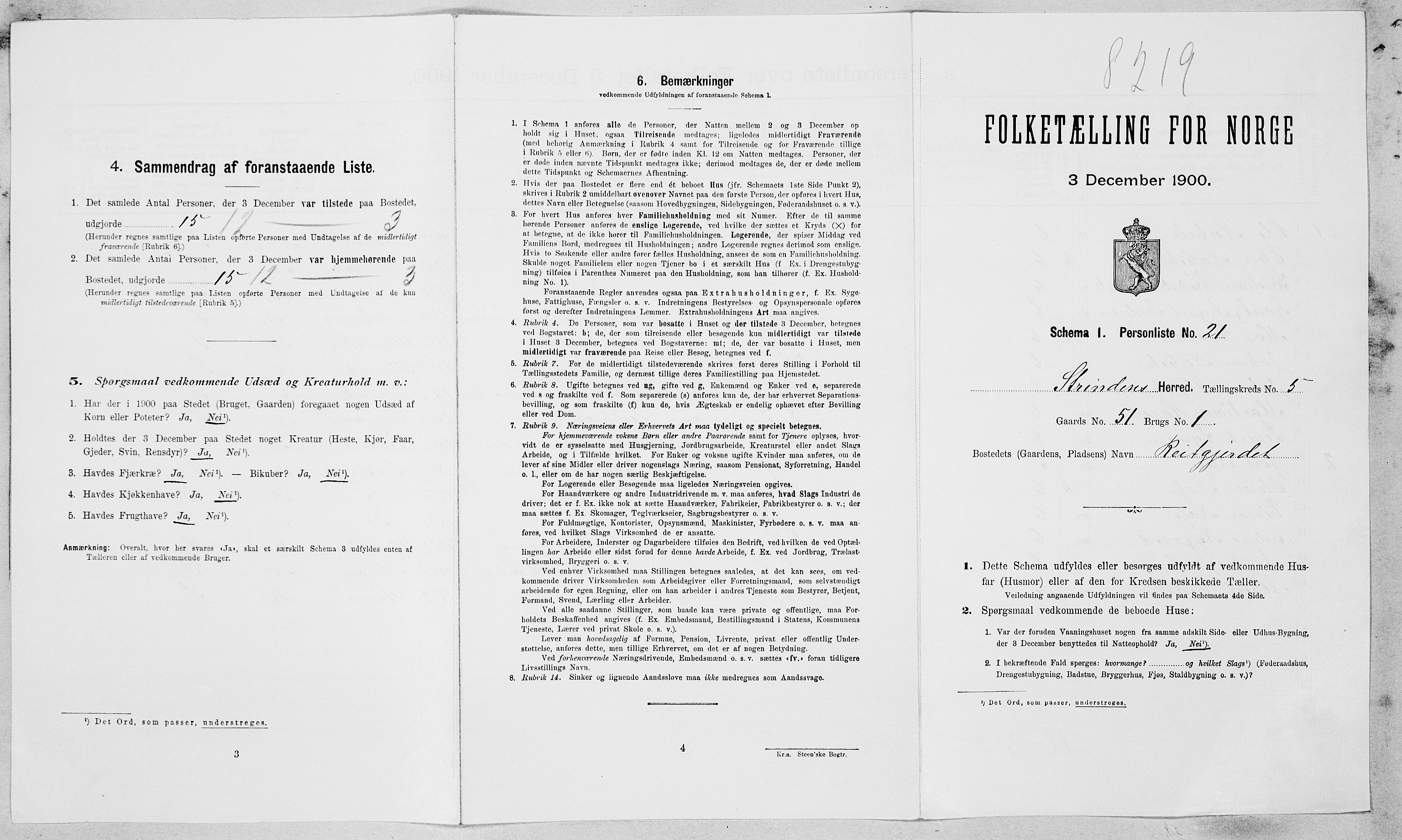 SAT, Folketelling 1900 for 1660 Strinda herred, 1900, s. 823
