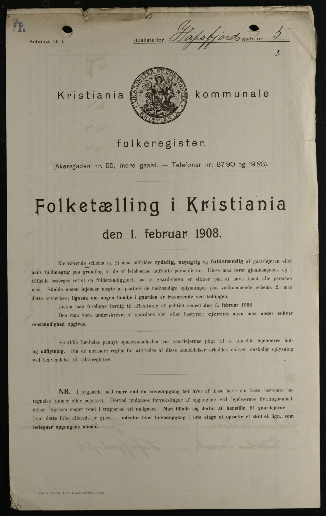 OBA, Kommunal folketelling 1.2.1908 for Kristiania kjøpstad, 1908, s. 30103