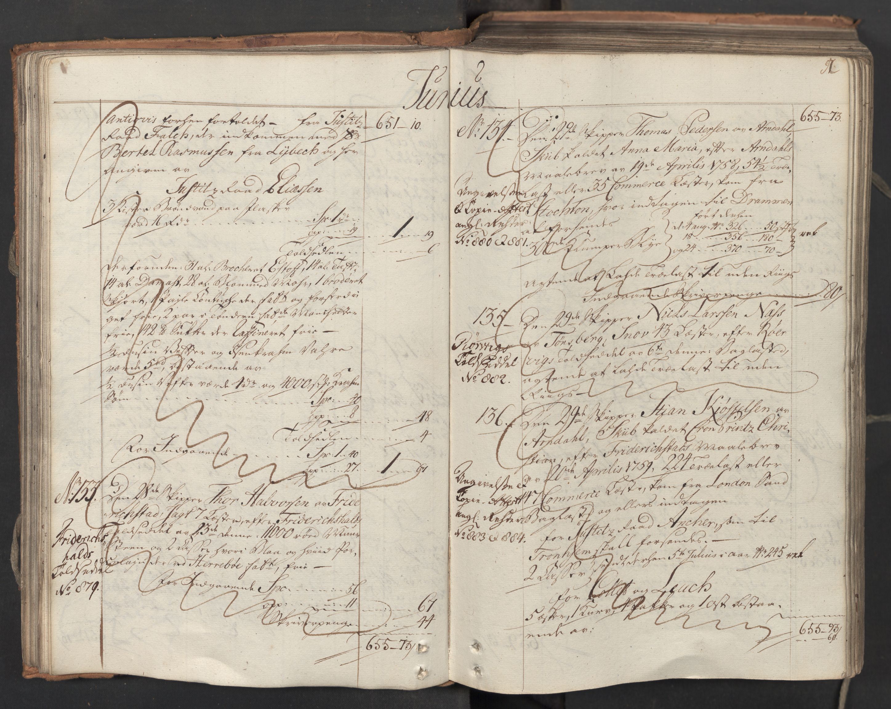 Generaltollkammeret, tollregnskaper, AV/RA-EA-5490/R06/L0062/0001: Tollregnskaper Kristiania / Inngående hovedtollbok, 1762, s. 91b-92a