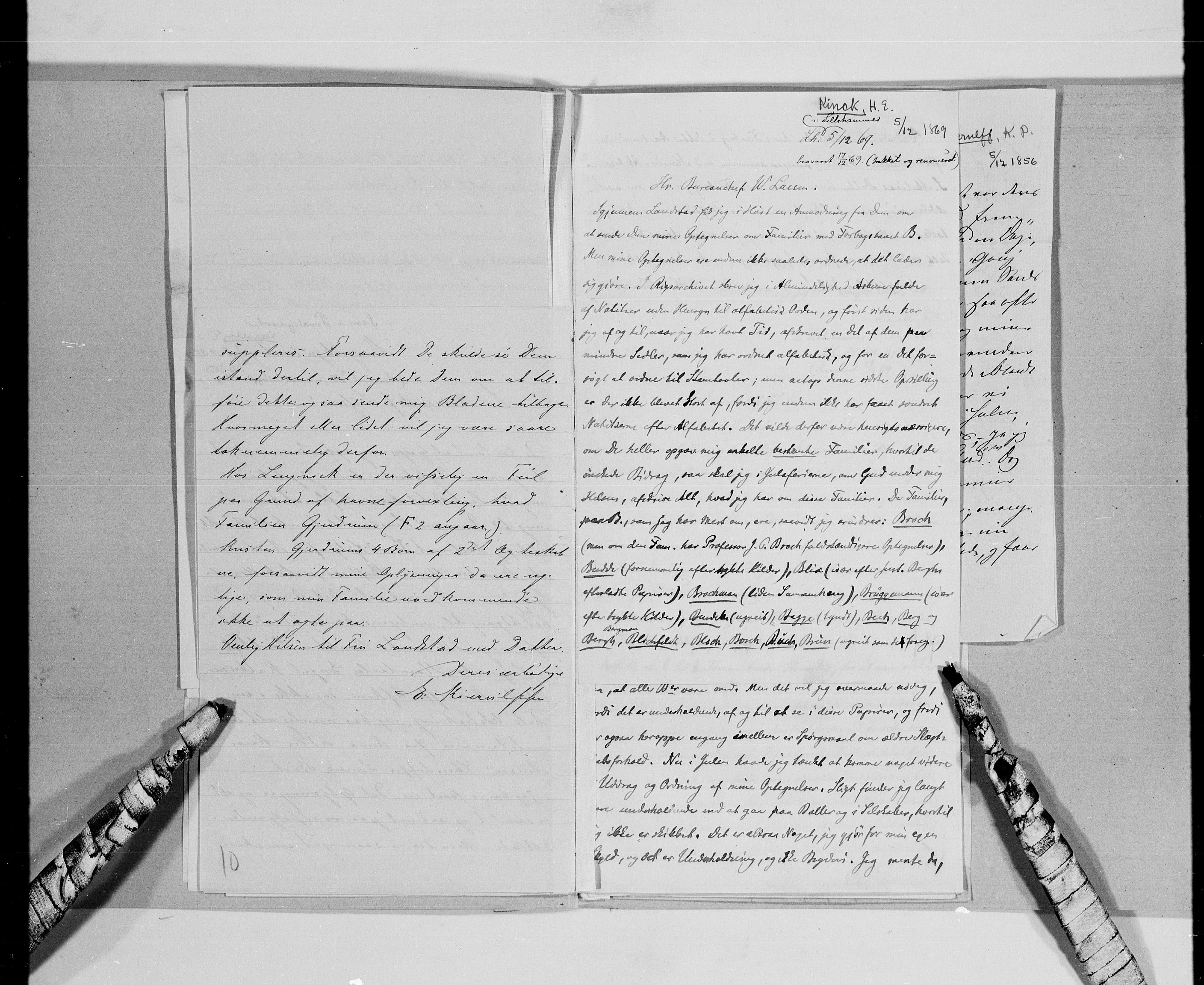 Lassens samlinger, AV/RA-PA-0051/G/L0099: Alfabetisk ordnede brev til Wilhelm Lassen: Keyser - Nissen, 1815-1907, s. 18