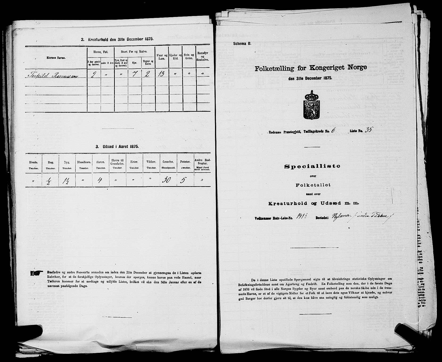 RA, Folketelling 1875 for 0120P Rødenes prestegjeld, 1875, s. 824