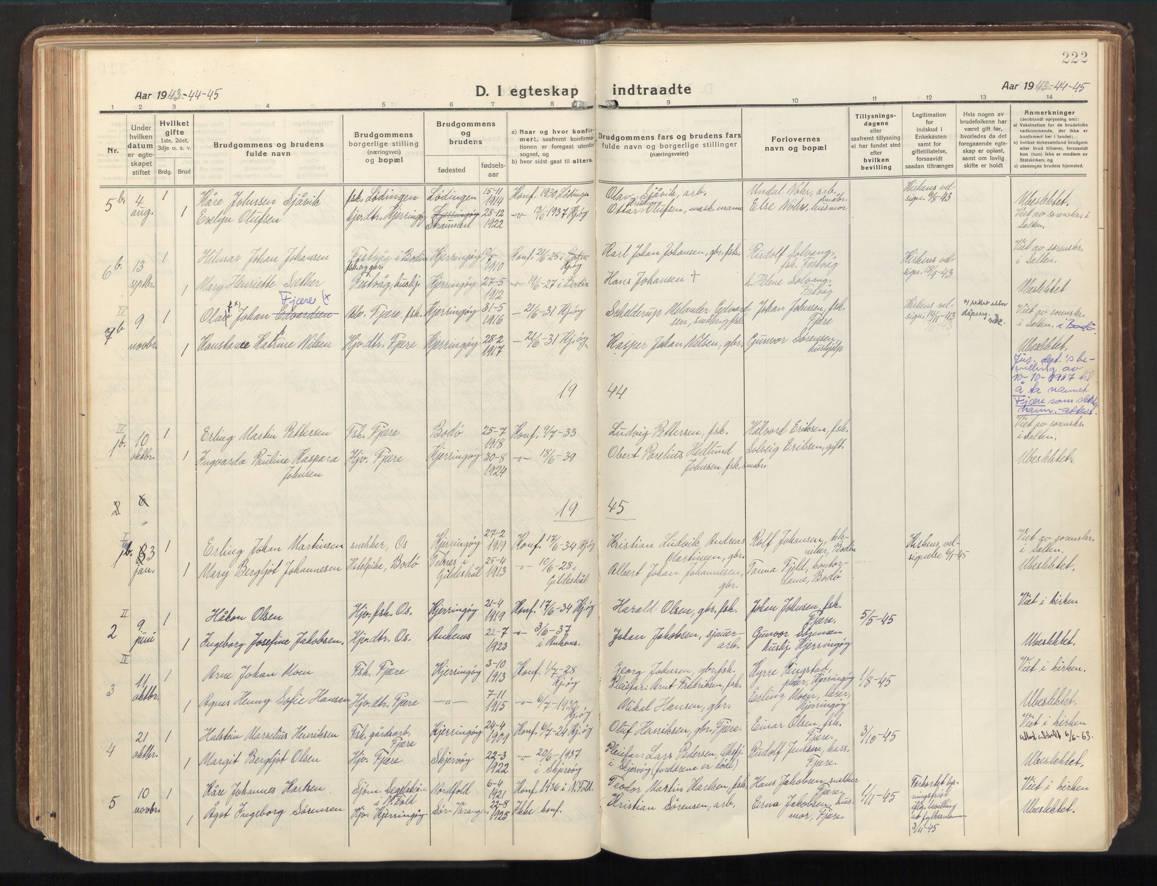 Ministerialprotokoller, klokkerbøker og fødselsregistre - Nordland, AV/SAT-A-1459/803/L0073: Ministerialbok nr. 803A03, 1920-1955, s. 222