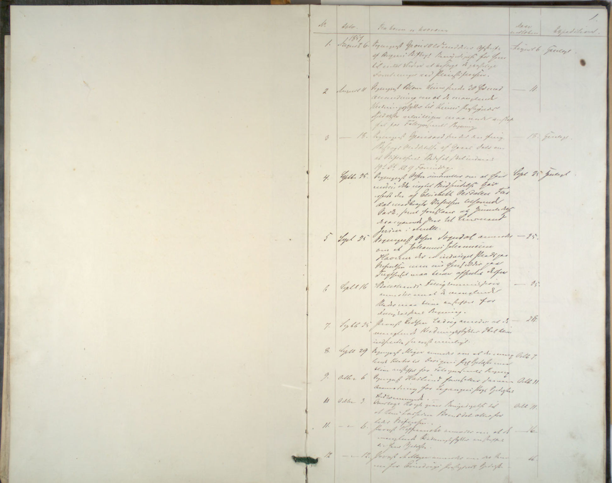 Lepraarkiver - Pleiestiftelsen for spedalske no.1, AV/SAB-A-60601/B.c/L0001: Journal, 1857-1882, s. 1a