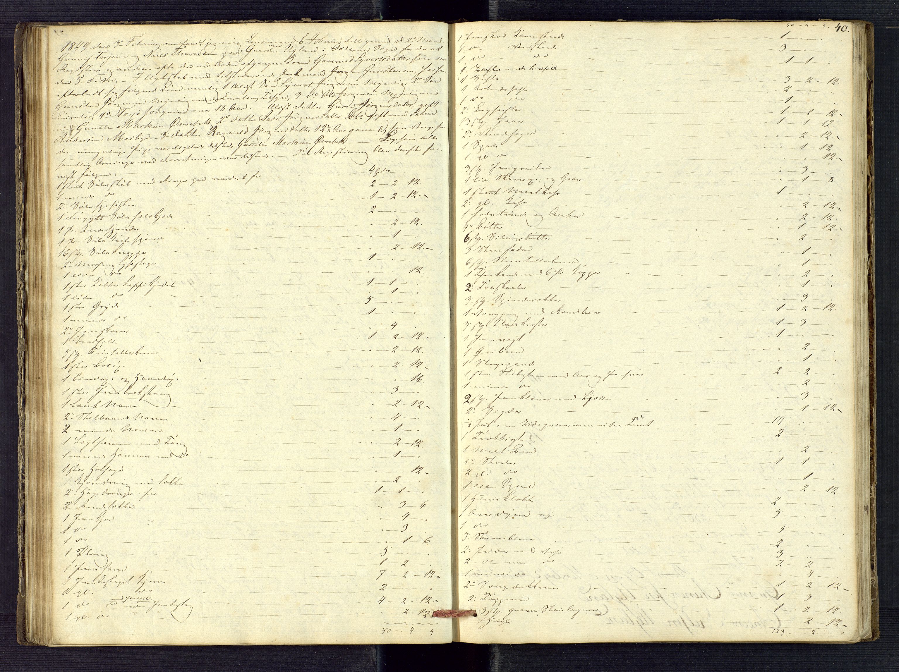 Torridal sorenskriveri, AV/SAK-1221-0012/H/Hc/L0001: Skifteregistreringsprotokoll Oddernes nr. 1, 1846-1853, s. 40